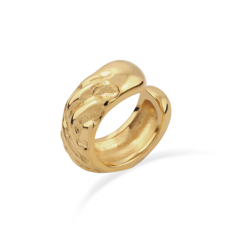 Gold - Elli | Single Earcuff Strukturiert | 925 Sterling Silber vergoldet