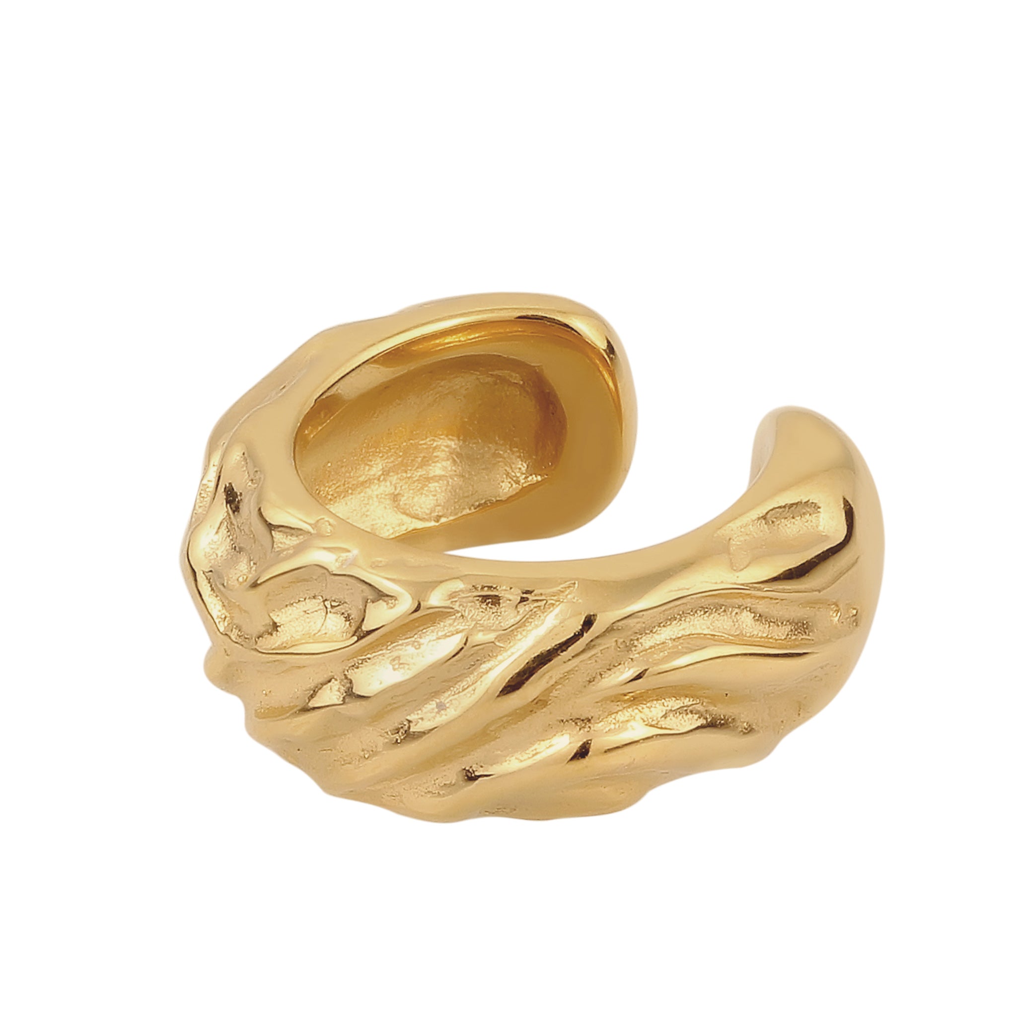 Gold - Elli | Single Earcuff Strukturiert | 925 Sterling Silber vergoldet