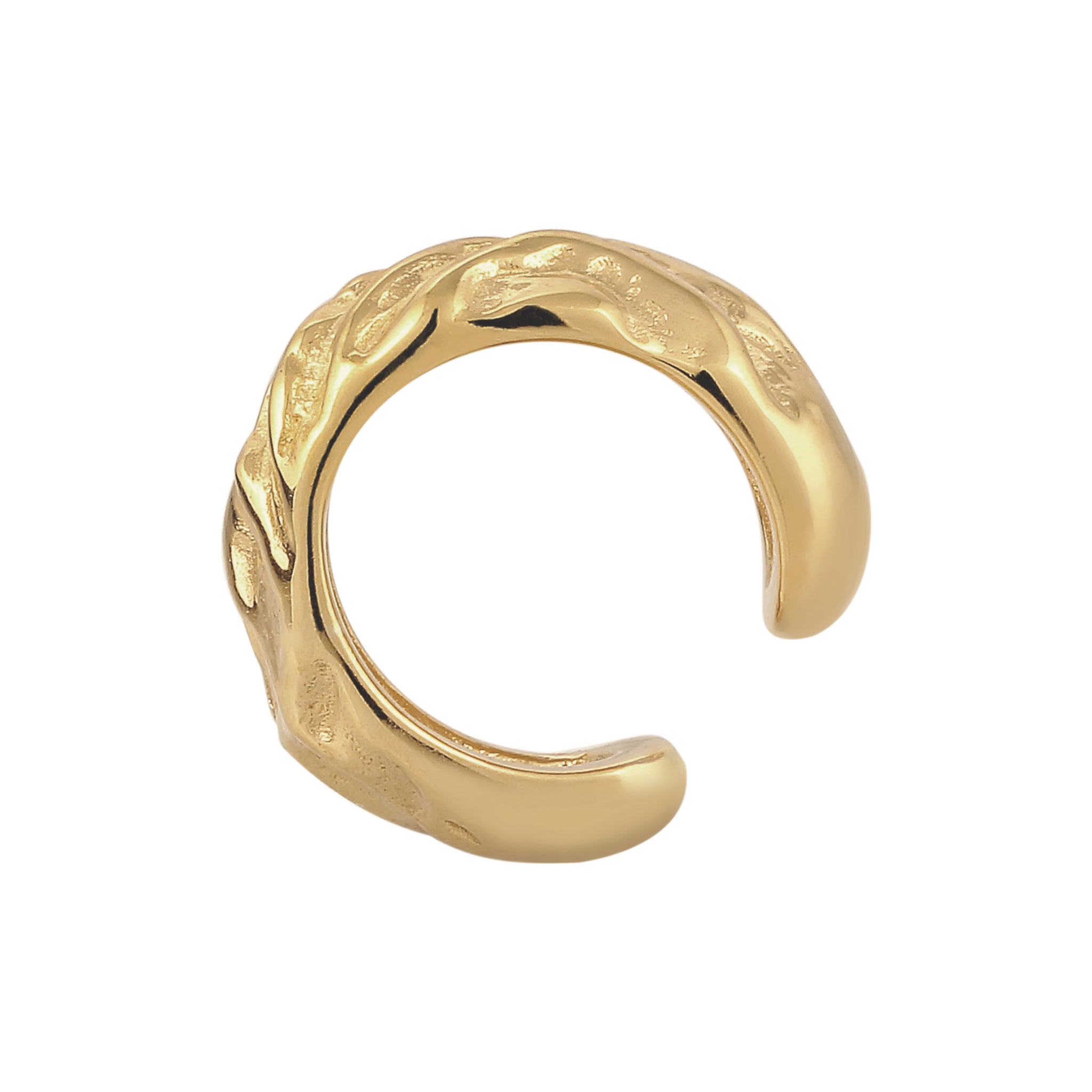 Gold - Elli | Single Earcuff Strukturiert | 925 Sterling Silber vergoldet