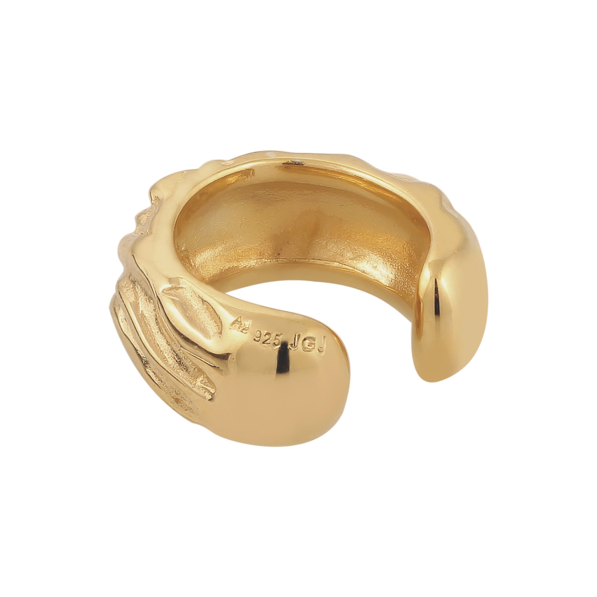 Gold - Elli | Single Earcuff Strukturiert | 925 Sterling Silber vergoldet