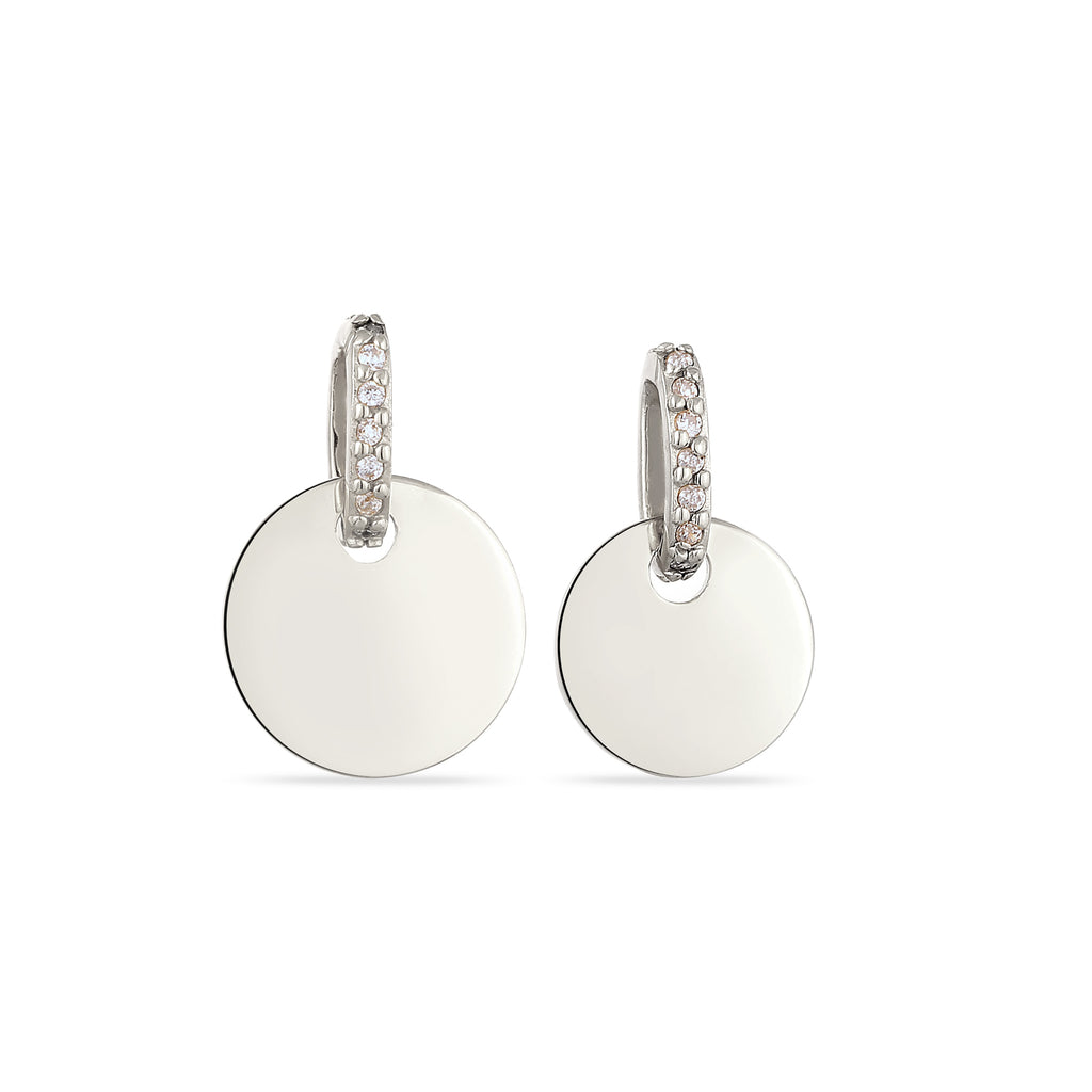Silber - Elli | Anhänger Set Plättchen | Zirkonia (Weiß) | 925 Sterling Silber