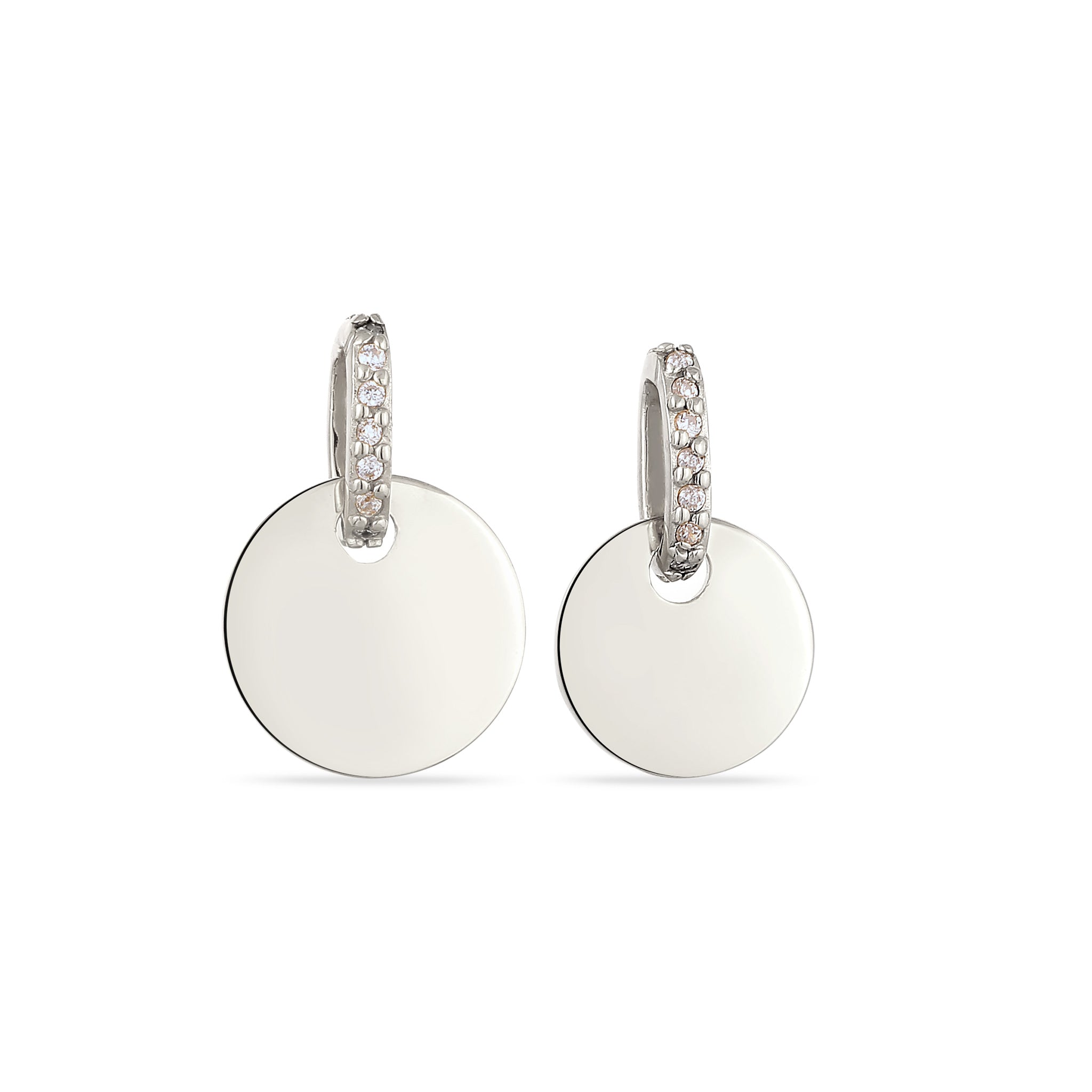 Silber - Elli | Anhänger Set Plättchen | Zirkonia (Weiß) | 925 Sterling Silber