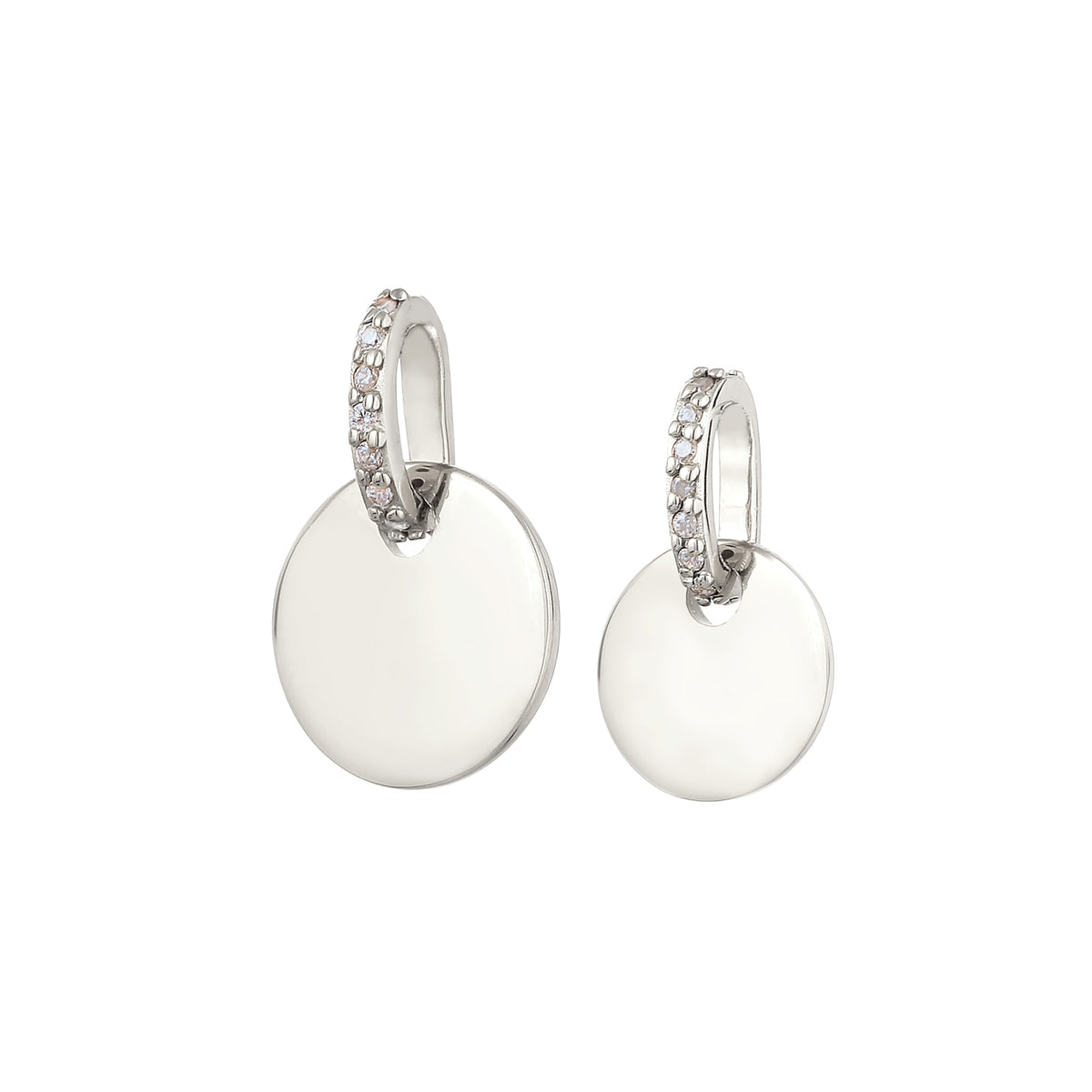 Silber - Elli | Anhänger Set Plättchen | Zirkonia (Weiß) | 925 Sterling Silber