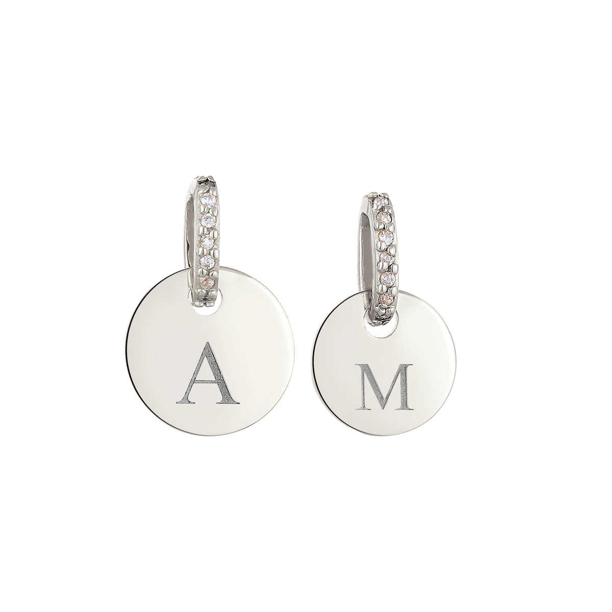 Silber - Elli | Anhänger Set Plättchen | Zirkonia (Weiß) | 925 Sterling Silber