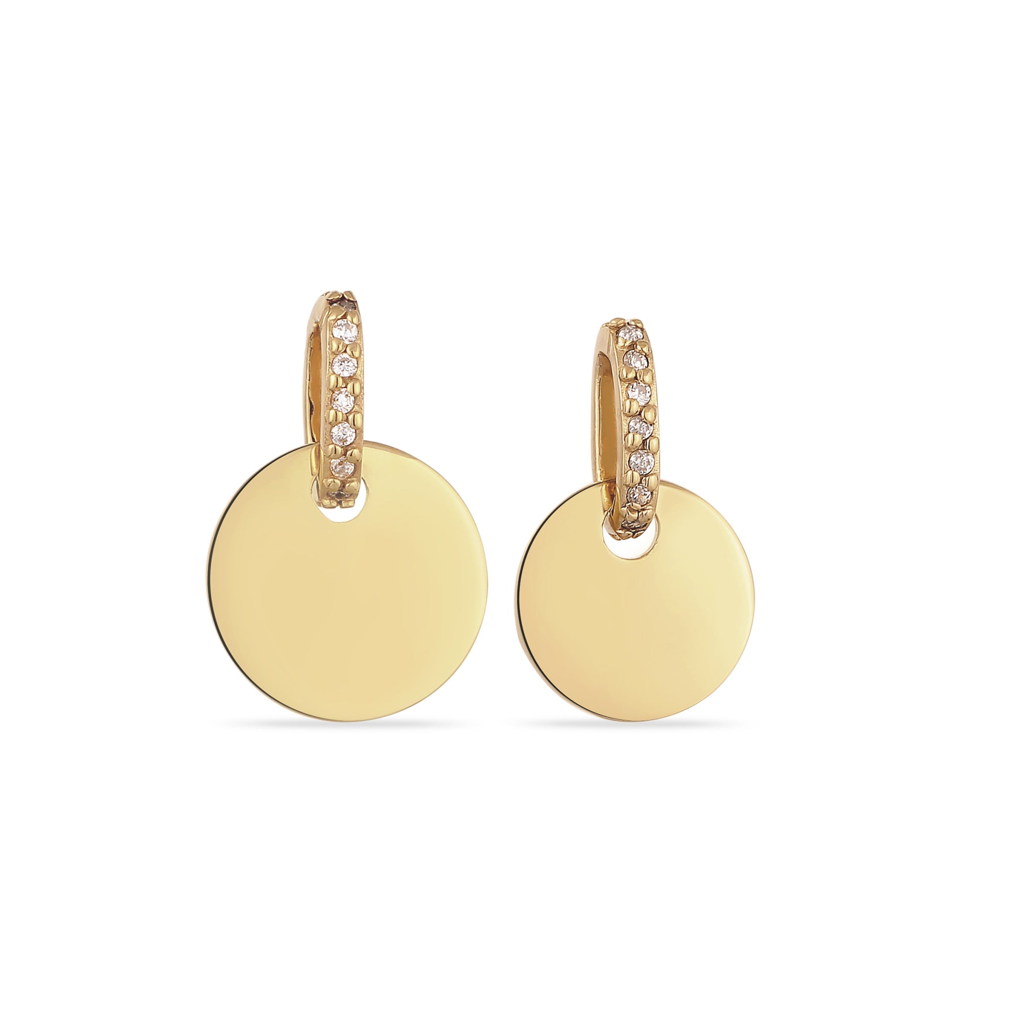 Gold - Elli | Anhänger Set Plättchen | Zirkonia (Weiß) | 925 Sterling Silber vergoldet