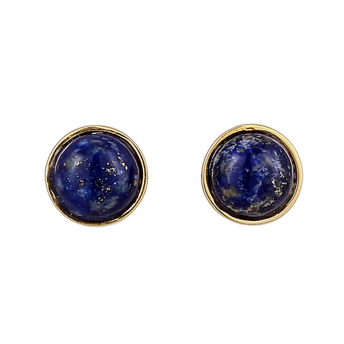 Gold - Elli PREMIUM | Ohrstecker Rund | Lapis Lazuli (Blau) | 925 Sterling Silber vergoldet