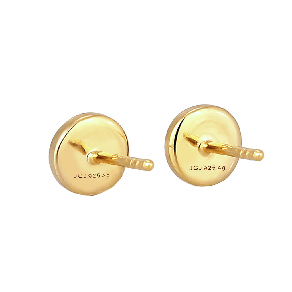 Gold - Elli PREMIUM | Ohrstecker Rund | Lapis Lazuli (Blau) | 925 Sterling Silber vergoldet