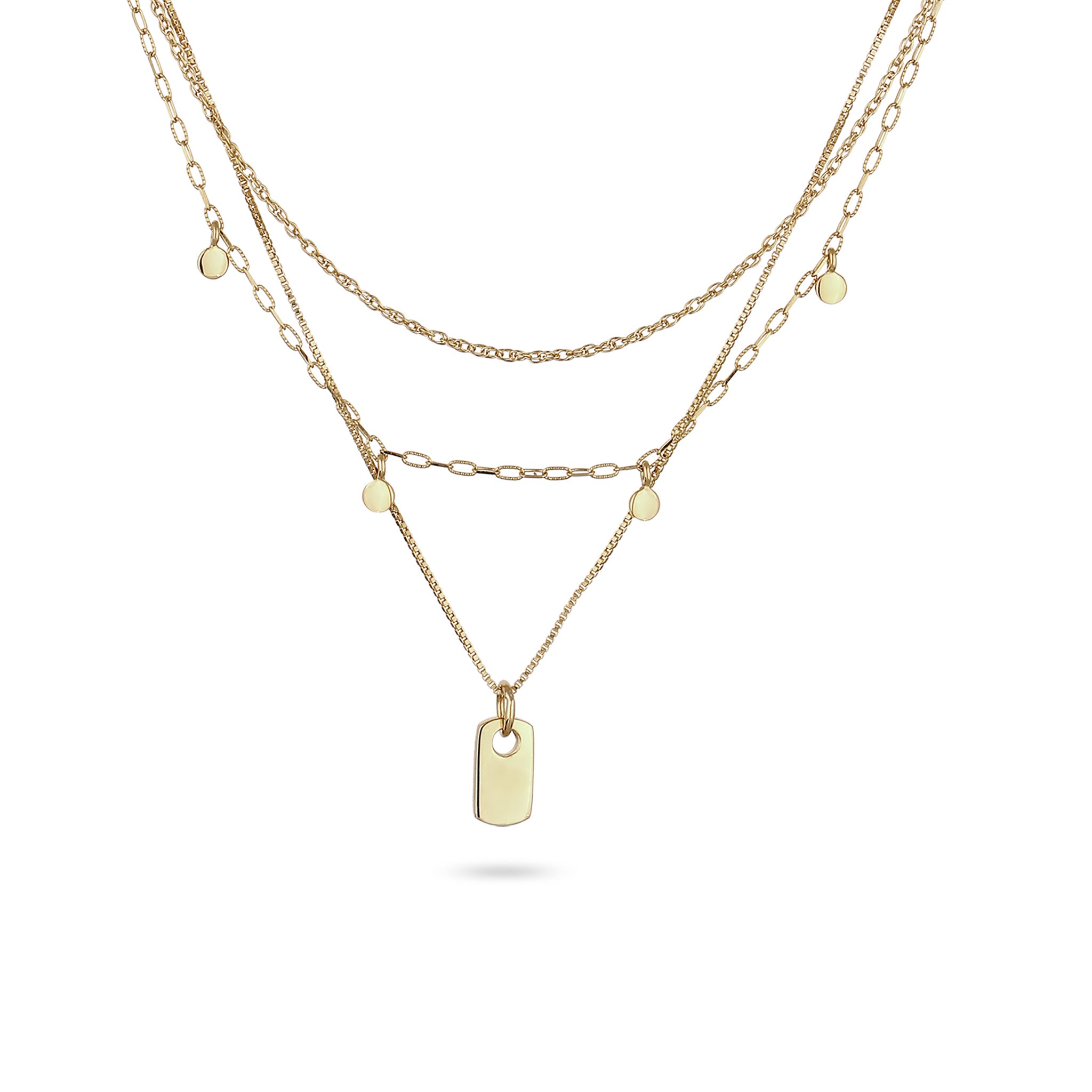 Gold - Elli | Layer-Halskette | Plättchen | 925 Sterling Silber vergoldet