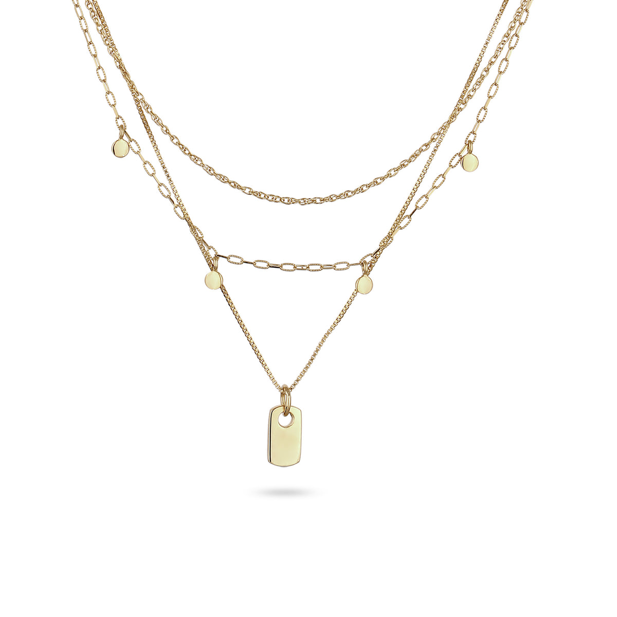 Gold - Elli | Layer-Halskette | Plättchen | 925 Sterling Silber vergoldet