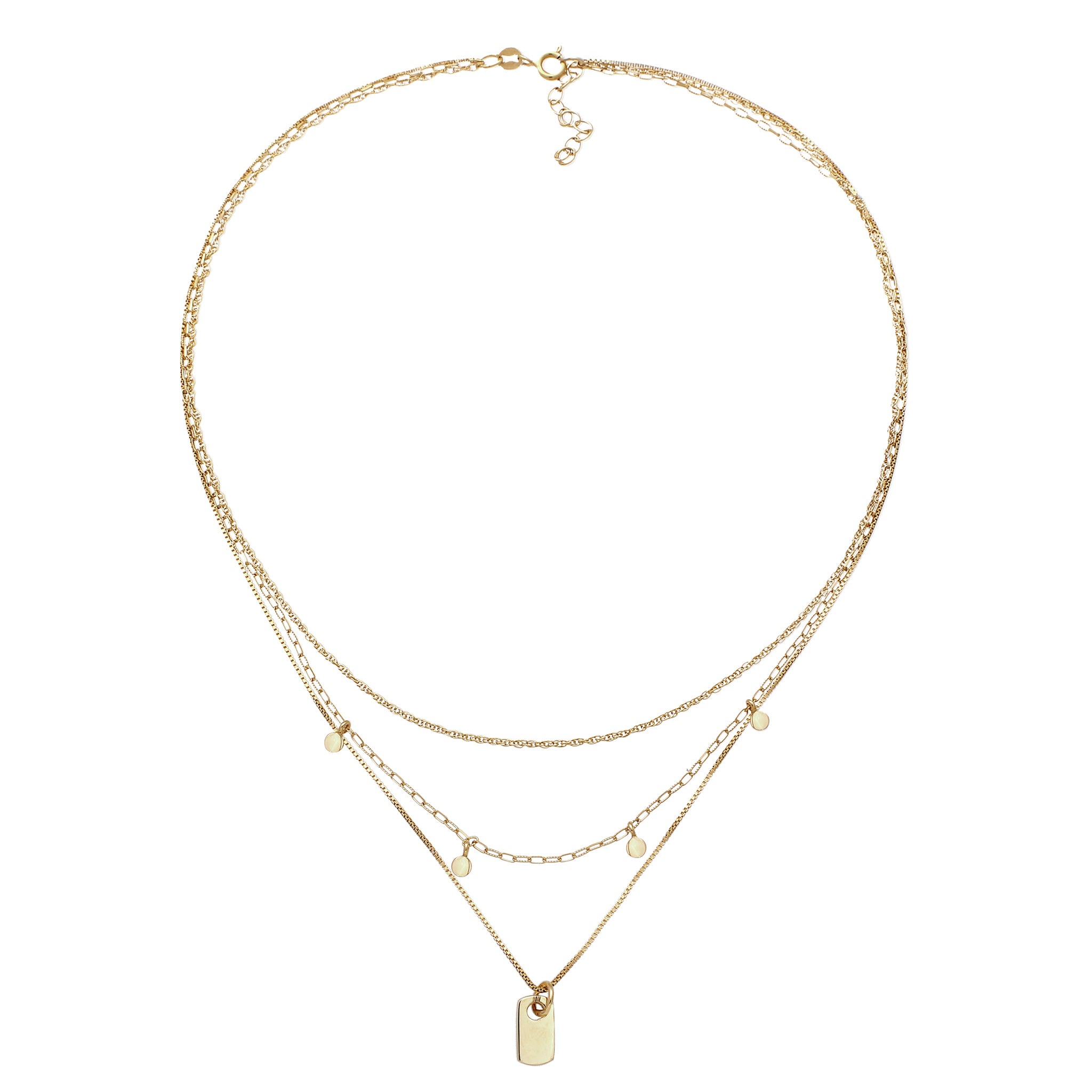 Gold - Elli | Layer-Halskette | Plättchen | 925 Sterling Silber vergoldet