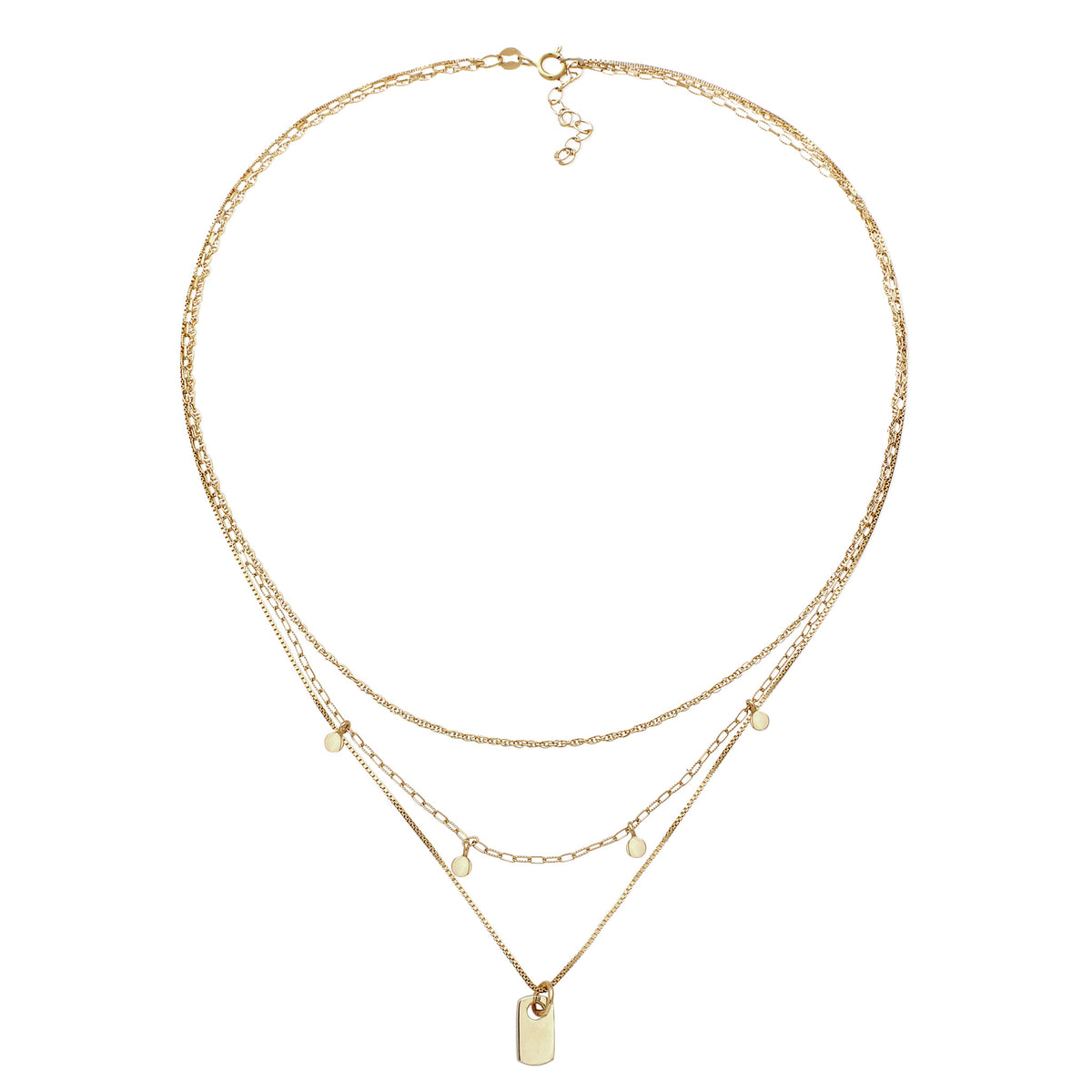Gold - Elli | Layer-Halskette | Plättchen | 925 Sterling Silber vergoldet