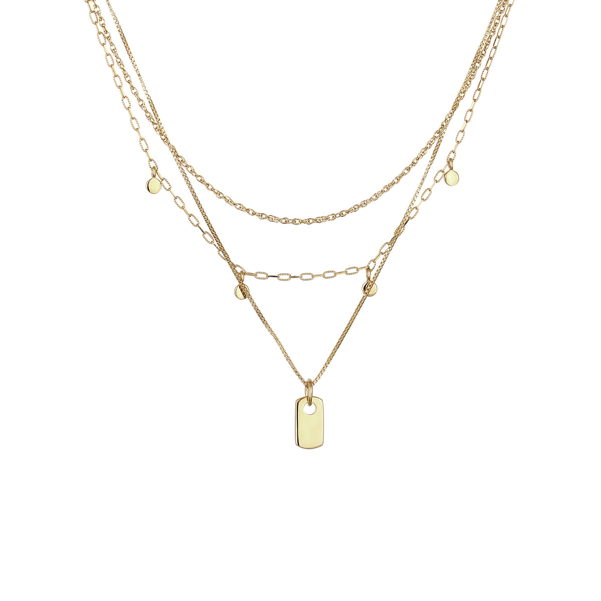 Gold - Elli | Layer-Halskette | Plättchen | 925 Sterling Silber vergoldet