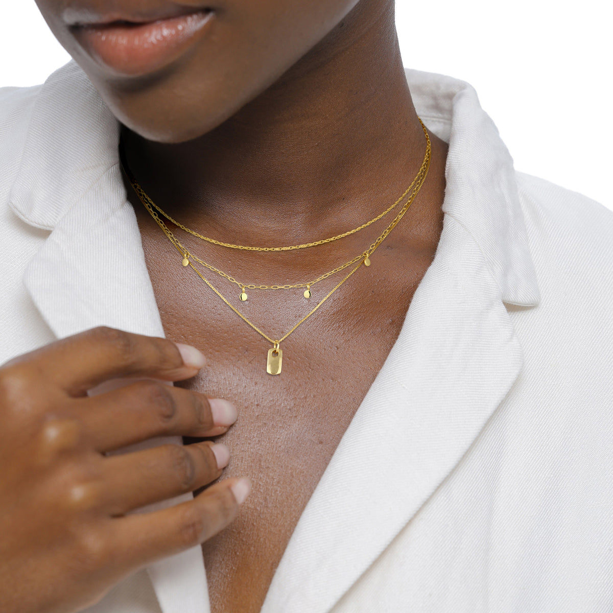 Gold - Elli | Layer-Halskette | Plättchen | 925 Sterling Silber vergoldet