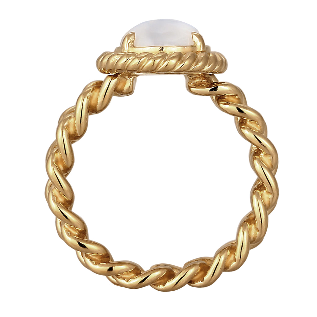 Gold - Elli PREMIUM | Solitär-Ring | Mondstein (Weiß) | 925 Sterling Silber vergoldet