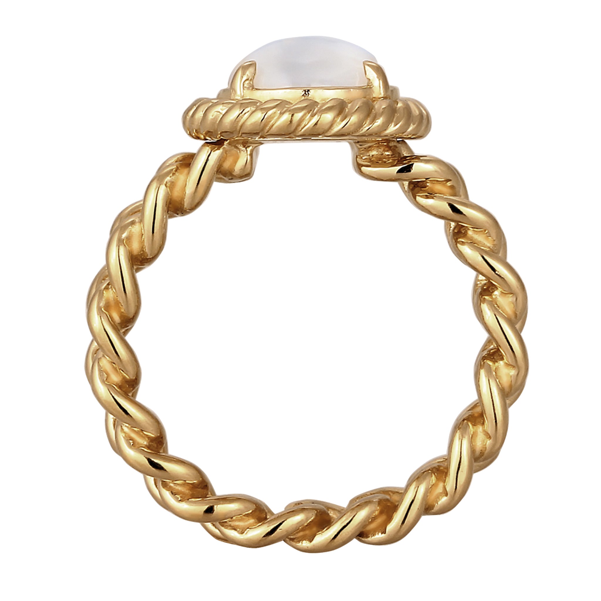 Gold - Elli PREMIUM | Solitär-Ring | Mondstein (Weiß) | 925 Sterling Silber vergoldet