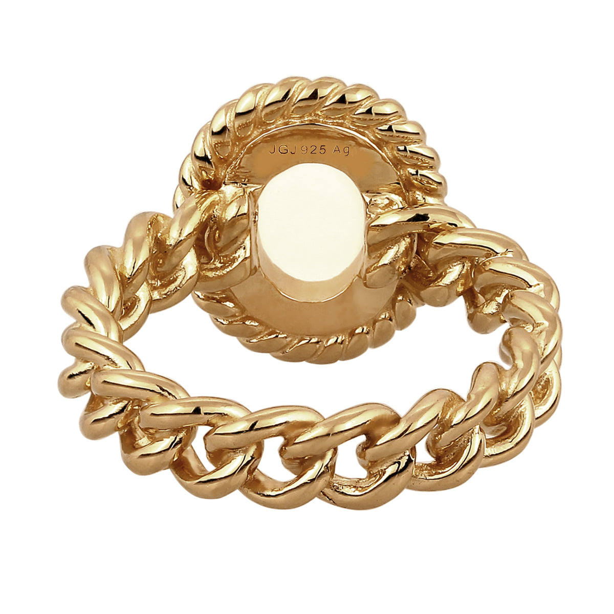 Gold - Elli PREMIUM | Solitär-Ring | Mondstein (Weiß) | 925 Sterling Silber vergoldet