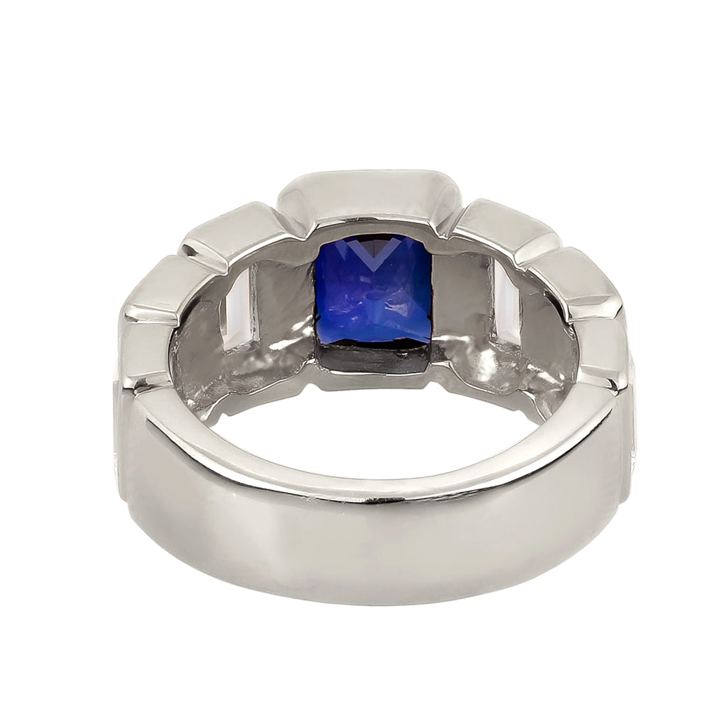 Silber - Elli PREMIUM | Bandring | Saphir (Dunkelblau) & Topas (Weiß) | 925 Sterling Silber