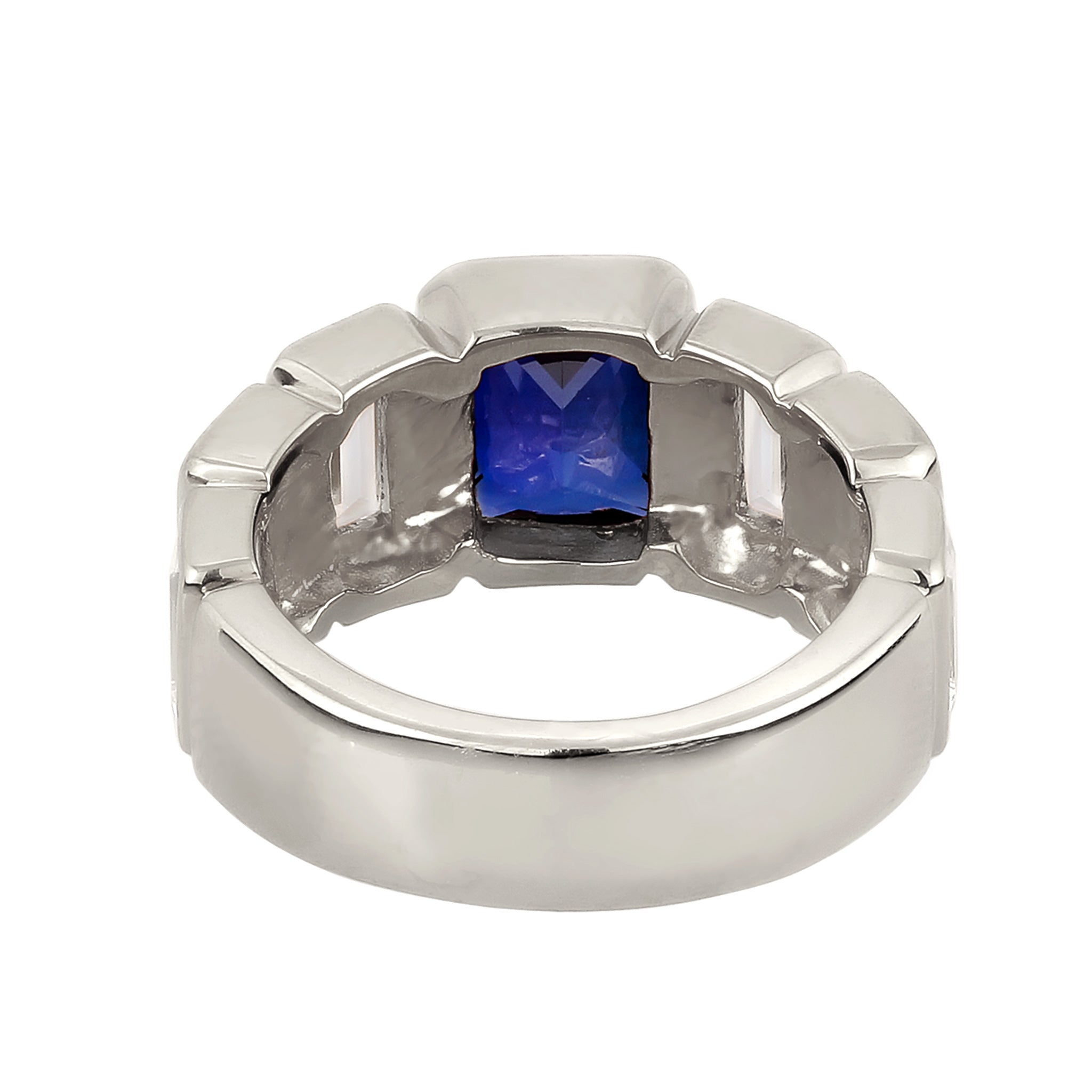 Silber - Elli PREMIUM | Bandring | Saphir (Dunkelblau) & Topas (Weiß) | 925 Sterling Silber