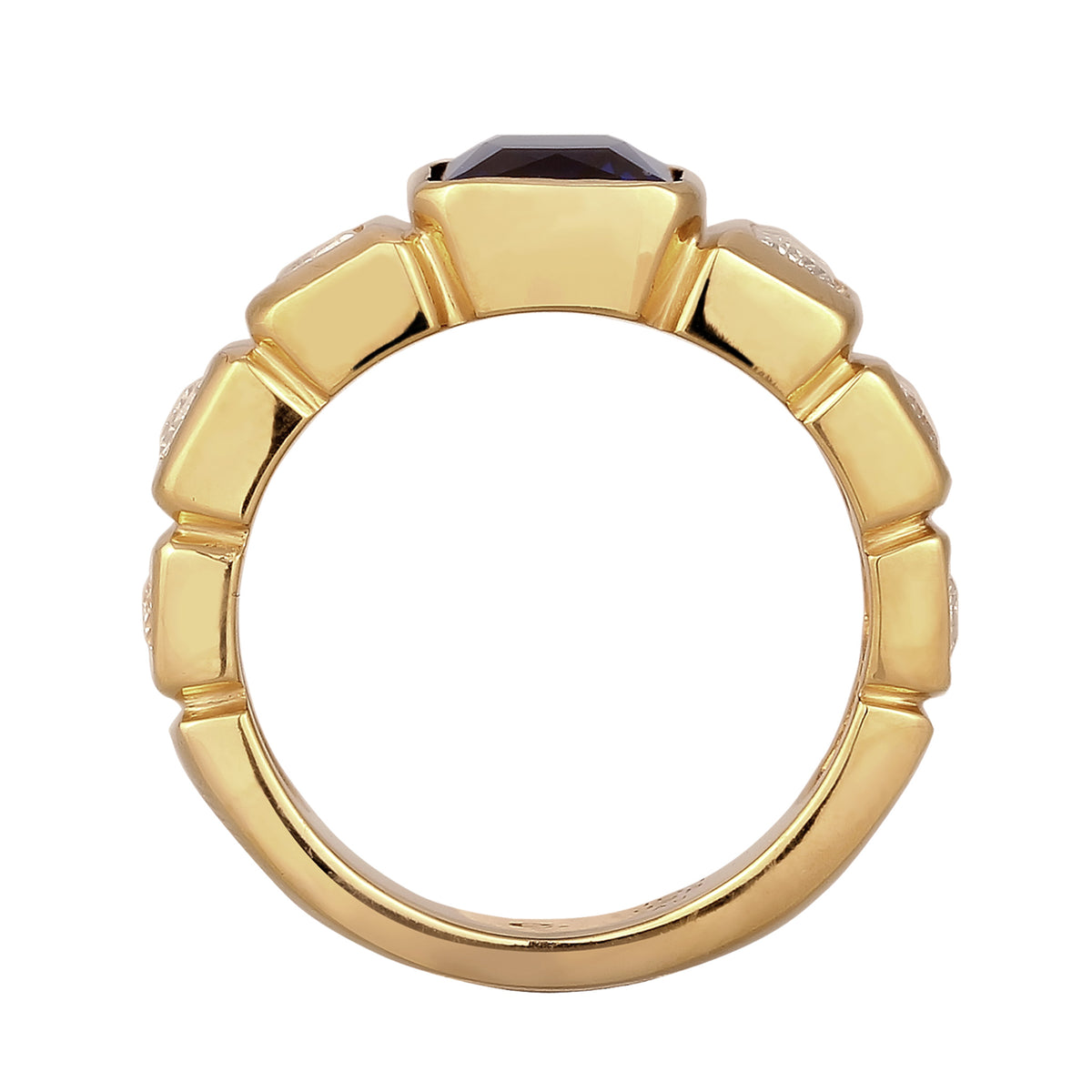 Gold - Elli PREMIUM | Bandring | Saphir (Dunkelblau) & Topas (Weiß) | 925 Sterling Silber Vergoldet