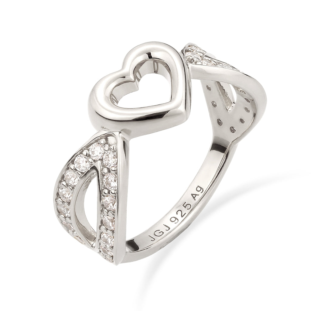 Silber - Elli | Ring Herz | Zirkonia (Weiß) | 925 Sterling Silber