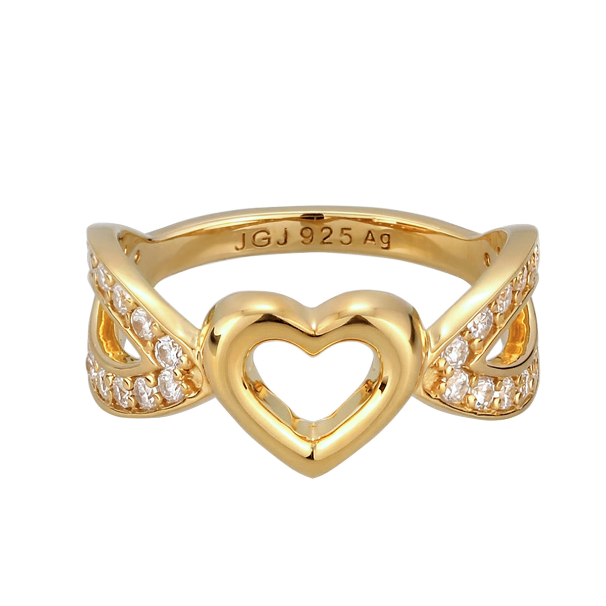 Gold - Elli | Ring Herz | Zirkonia (Weiß) | 925 Sterling Silber vergoldet