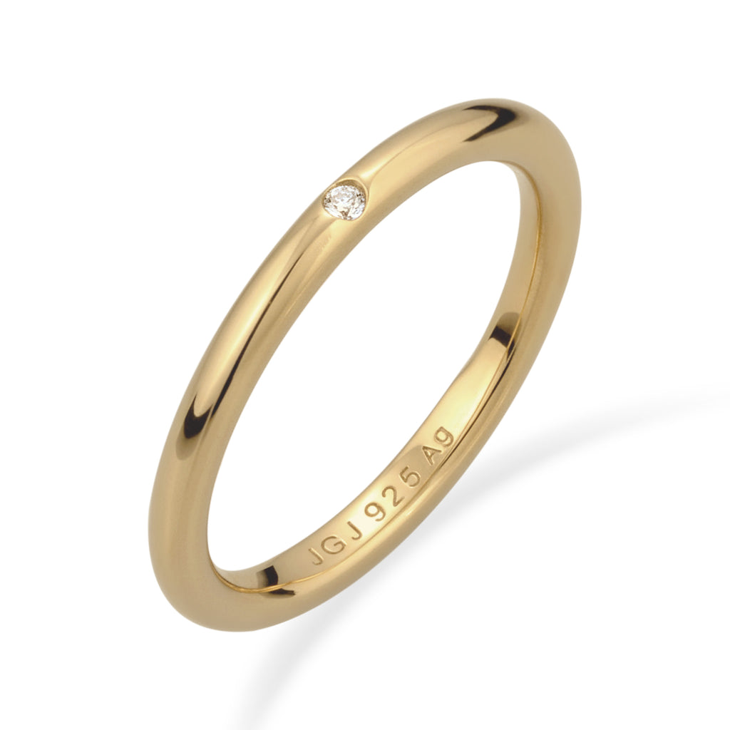 Gold - Elli | Stapelring | Mit Kristalle von Swarovski® (Weiß) | 925 Sterling Silber vergoldet