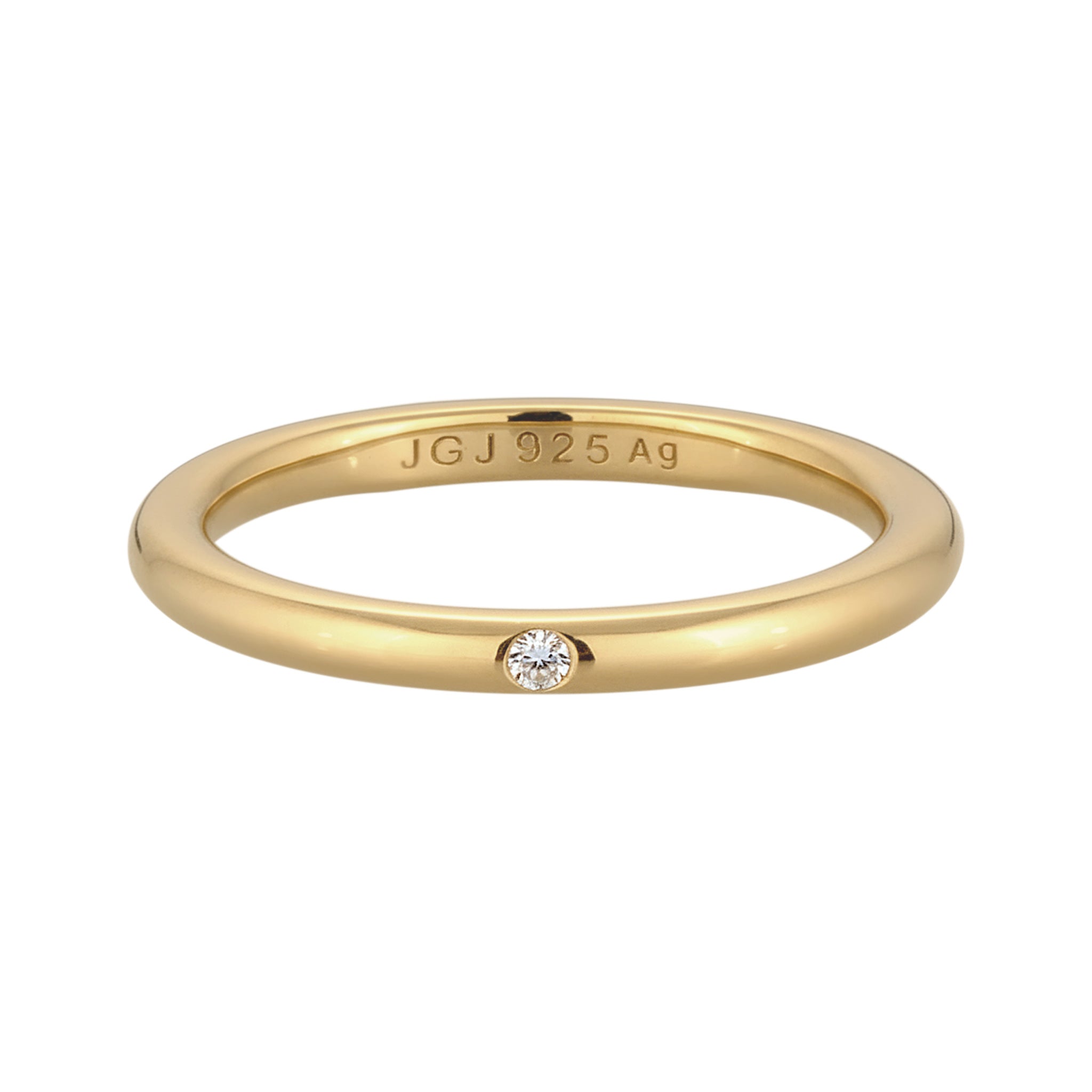 Gold - Elli | Stapelring | Mit Kristalle von Swarovski® (Weiß) | 925 Sterling Silber vergoldet