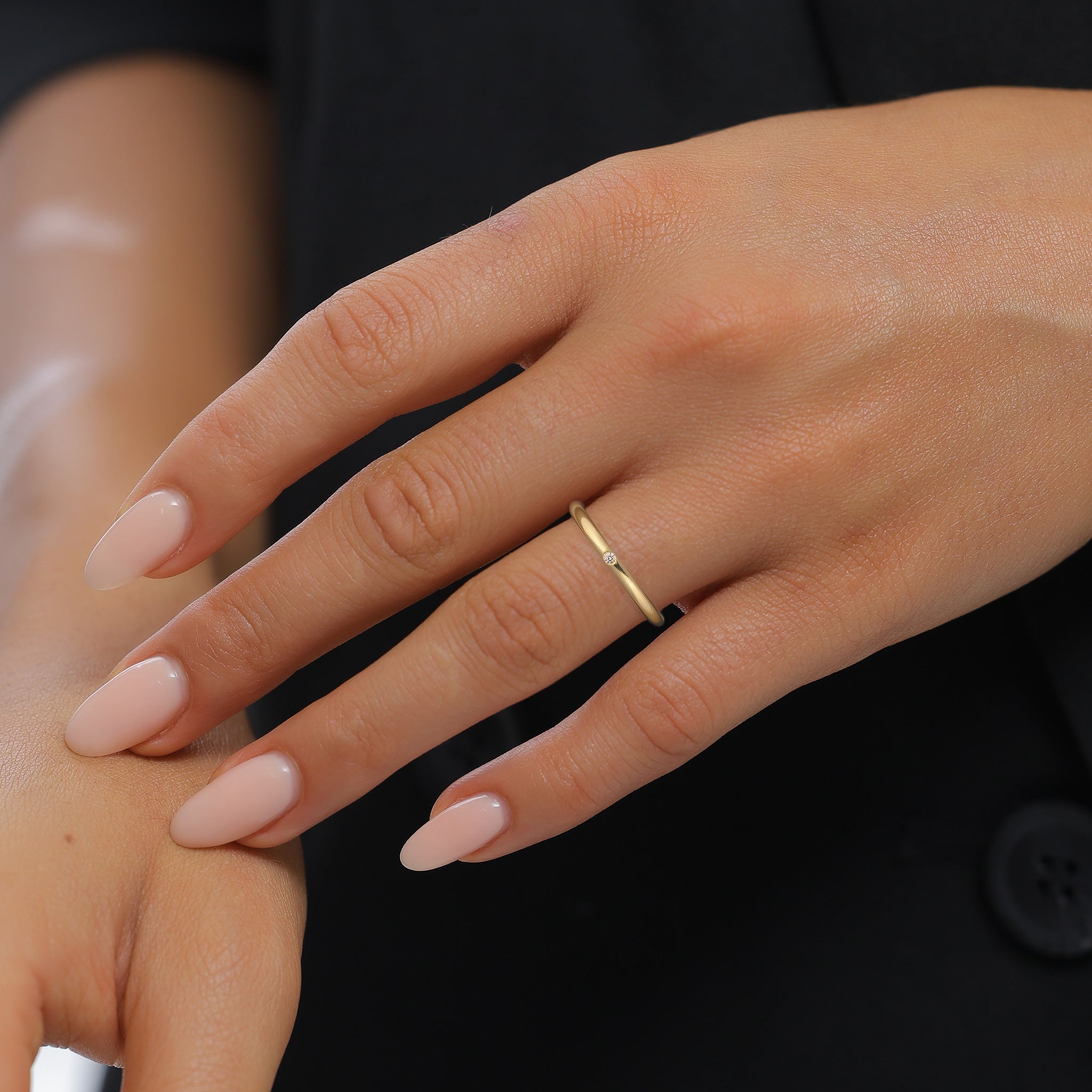 Gold - Elli | Stapelring | Mit Kristalle von Swarovski® (Weiß) | 925 Sterling Silber vergoldet