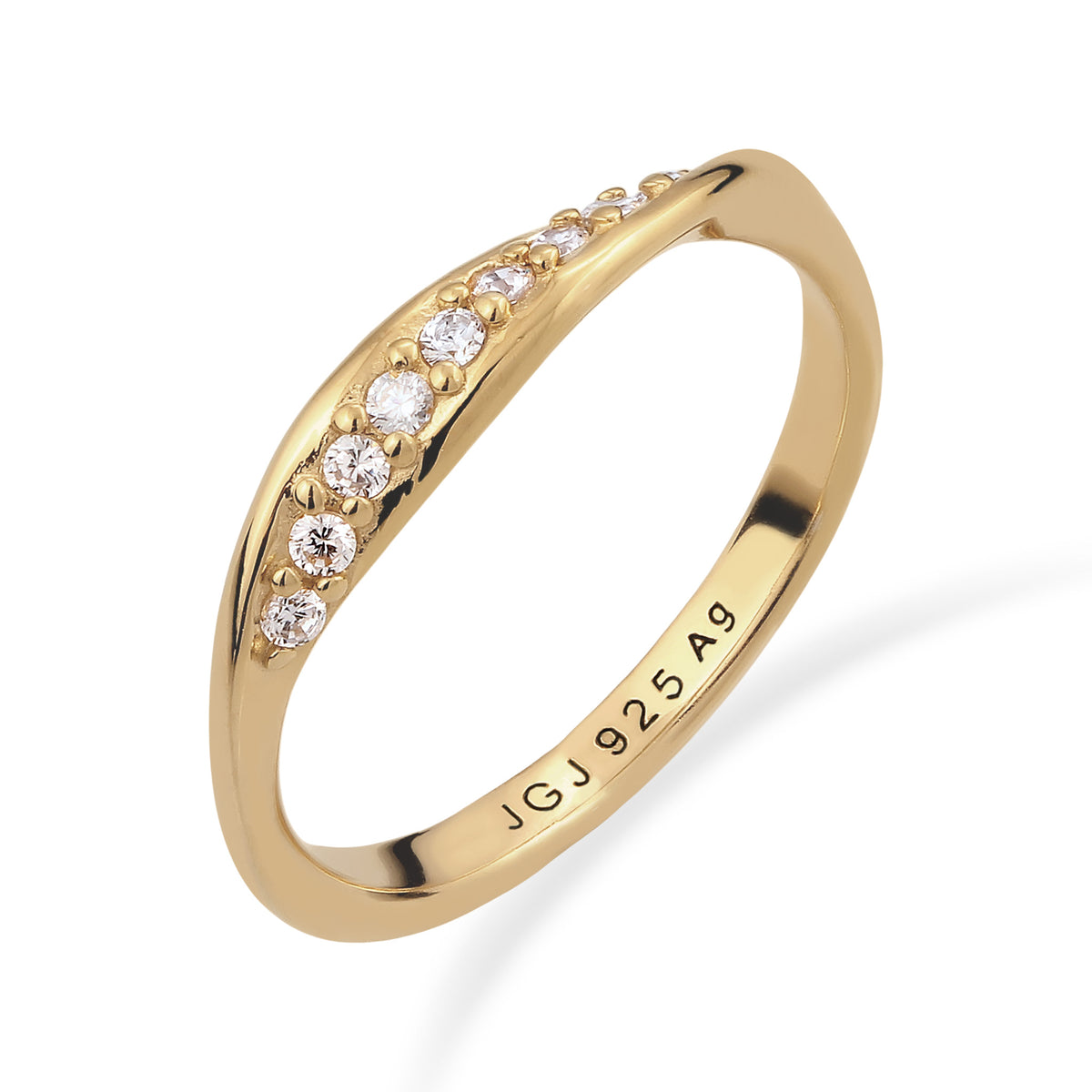 Gold - Elli DIAMONDS | Stapelring | Laborgezüchtete Diamanten (Weiß, 0.18 ct) | 925 Sterling Silber Vermeil