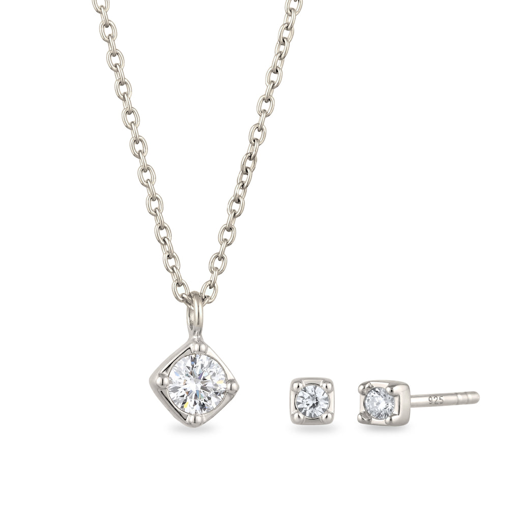 Silber - Elli | Schmuckset | Mit Kristallen von Swarovski® (Weiß) | 925 Sterling Silber