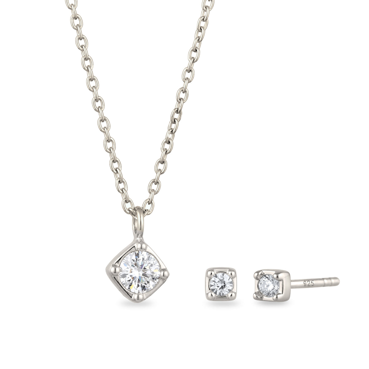Silber - Elli | Schmuckset | Mit Kristallen von Swarovski® (Weiß) | 925 Sterling Silber