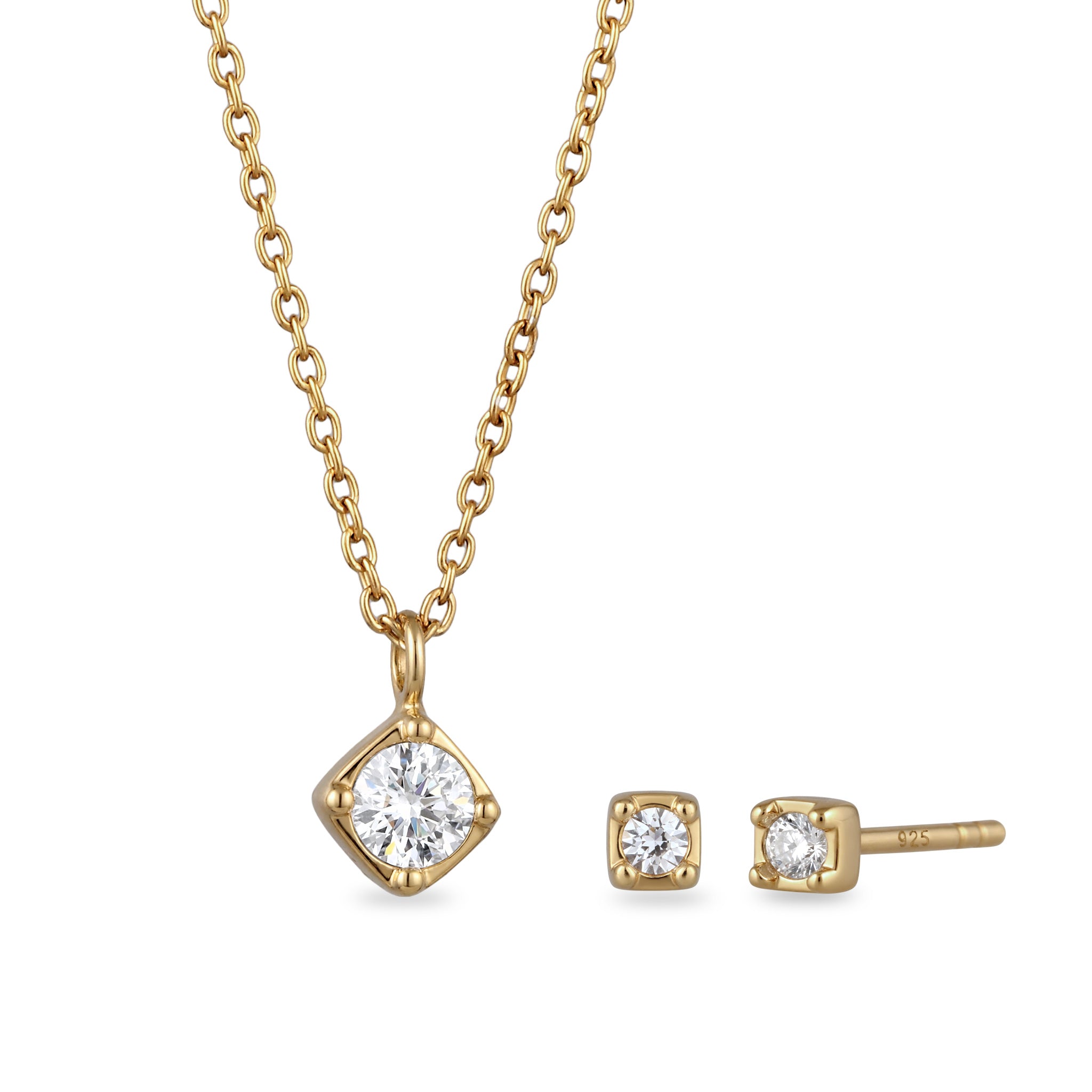 Gold - Elli | Schmuckset | Mit Kristallen von Swarovski® (Weiß) | 925 Sterling Silber vergoldet