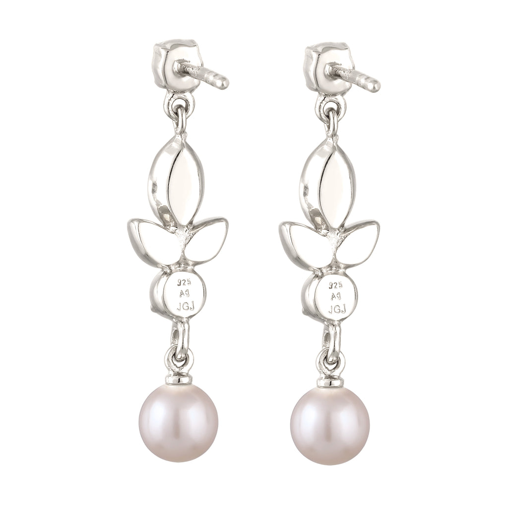 Silber - Elli | Ohrstecker | mit Perlen und Kristallen von Swarovski® (Weiß) | 925 Sterling Silber