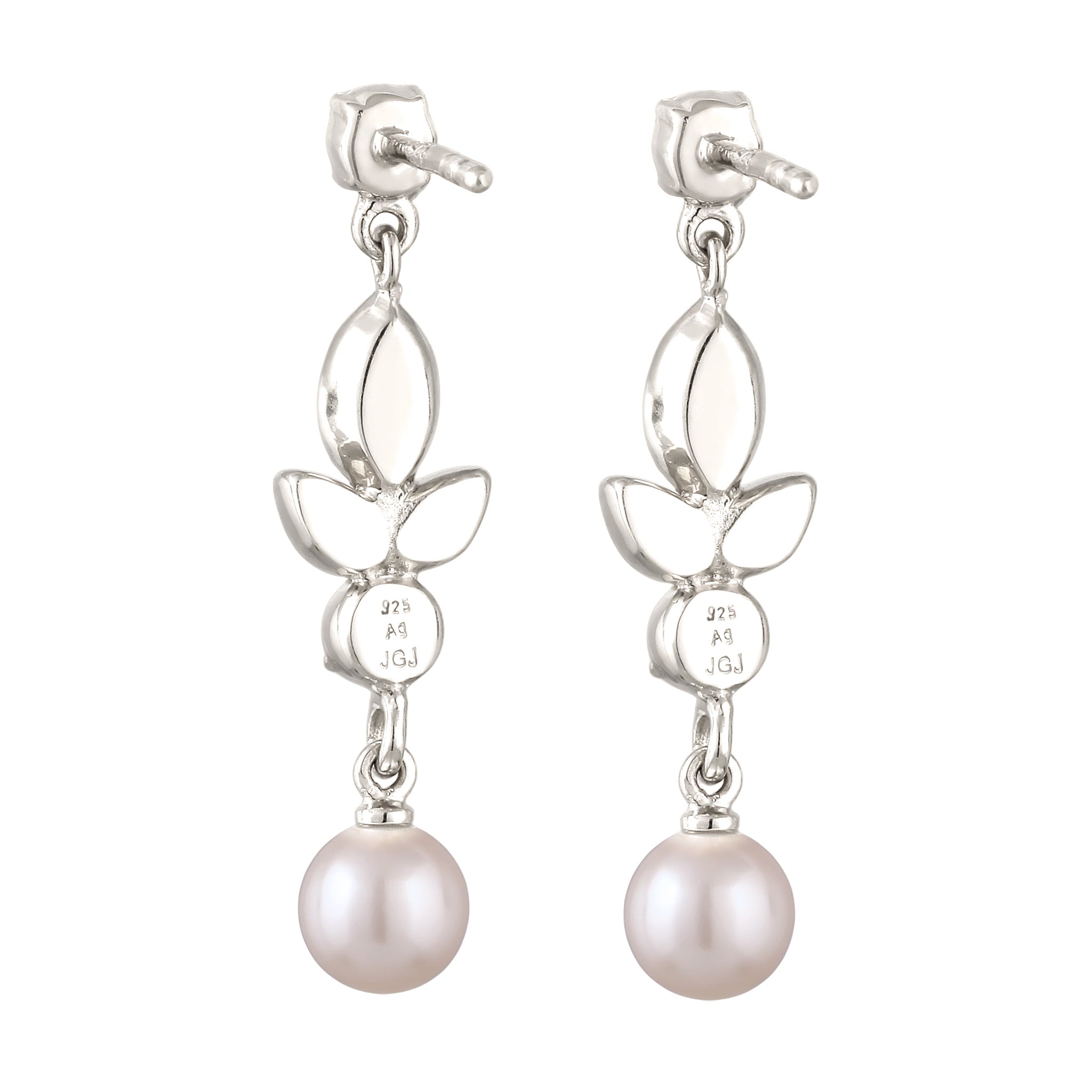 Silber - Elli | Ohrstecker | mit Perlen und Kristallen von Swarovski® (Weiß) | 925 Sterling Silber