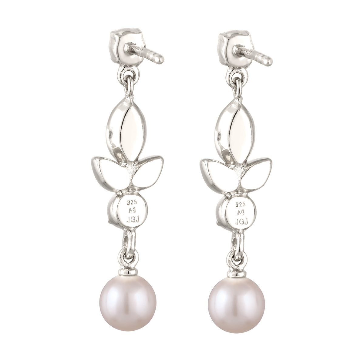 Silber - Elli | Ohrstecker | mit Perlen und Kristallen von Swarovski® (Weiß) | 925 Sterling Silber