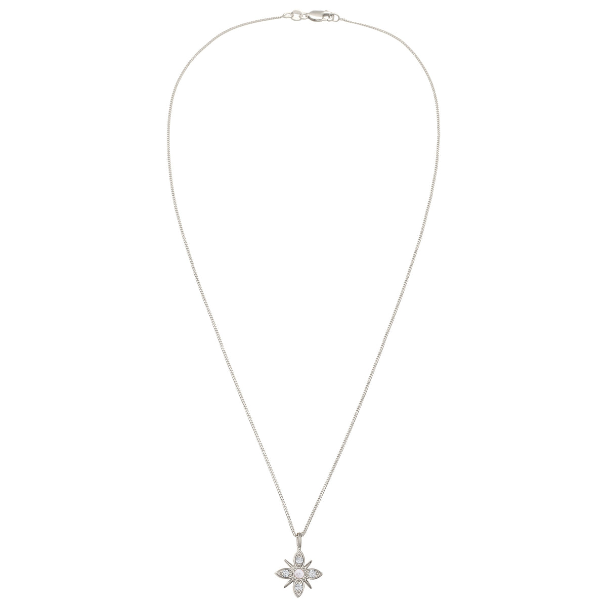 Silber - Elli DIAMONDS | Halskette Schneeflocke | Mondstein & Lab Grown Diamant (Weiß, 0.015 ct) | 925 Sterling Silber