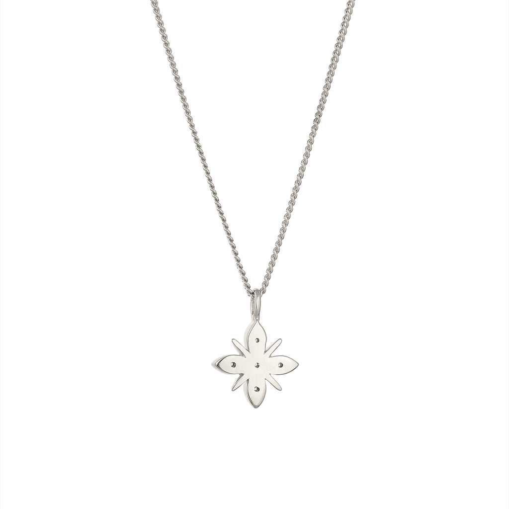 Silber - Elli DIAMONDS | Halskette Schneeflocke | Mondstein & Lab Grown Diamant (Weiß, 0.015 ct) | 925 Sterling Silber