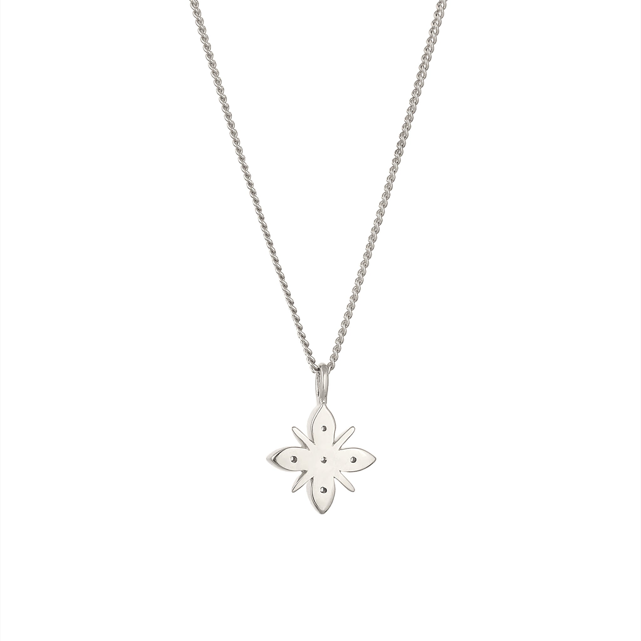 Silber - Elli DIAMONDS | Halskette Schneeflocke | Mondstein & Lab Grown Diamant (Weiß, 0.015 ct) | 925 Sterling Silber