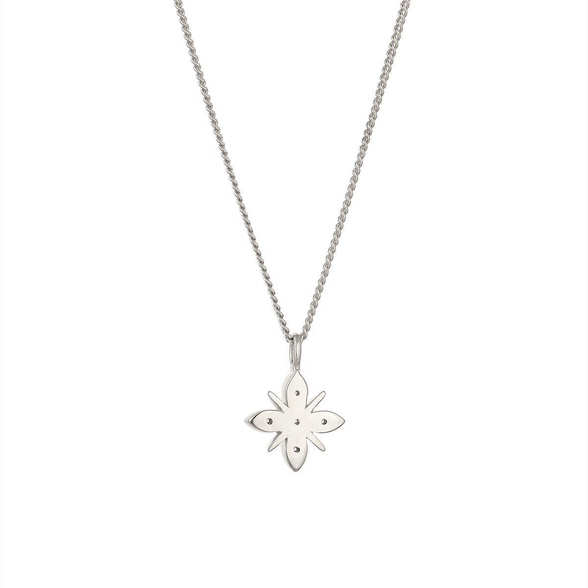 Silber - Elli DIAMONDS | Halskette Schneeflocke | Mondstein & Lab Grown Diamant (Weiß, 0.015 ct) | 925 Sterling Silber