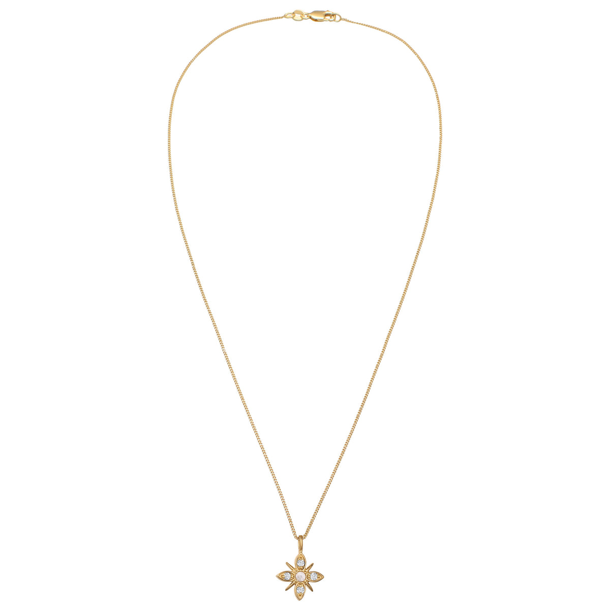 Gold - Elli DIAMONDS | Halskette Schneeflocke | Mondstein & Lab Grown Diamant (Weiß, 0.015 ct) | 925 Sterling Silber vergoldet