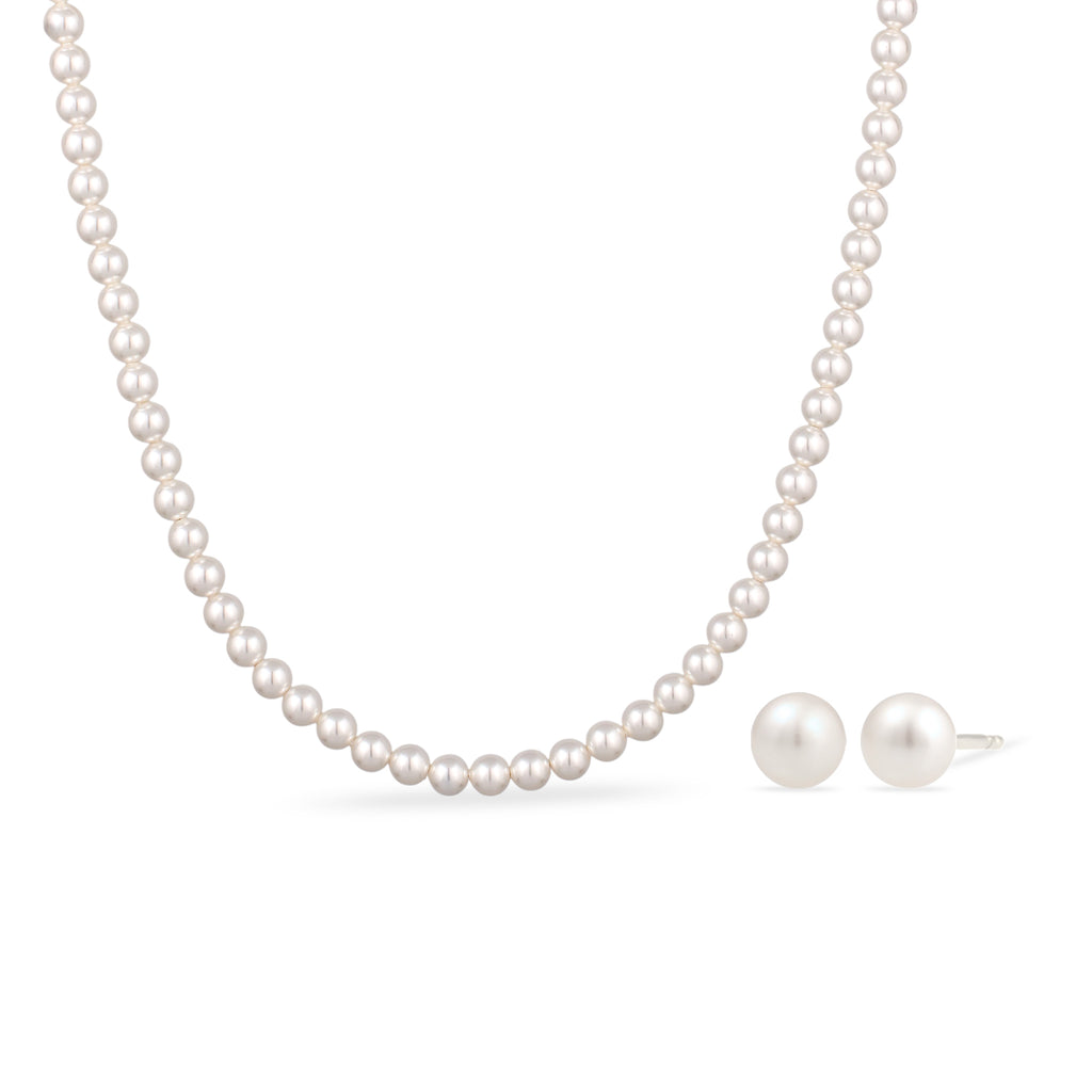 Silber - Elli | Schmuckset | mit Perlen von Swarovski® (Weiß) | 925 Sterling Silber