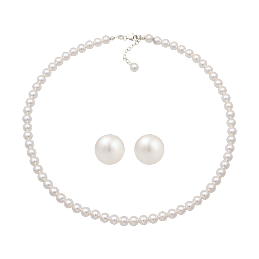 Silber - Elli | Schmuckset | mit Perlen von Swarovski® (Weiß) | 925 Sterling Silber