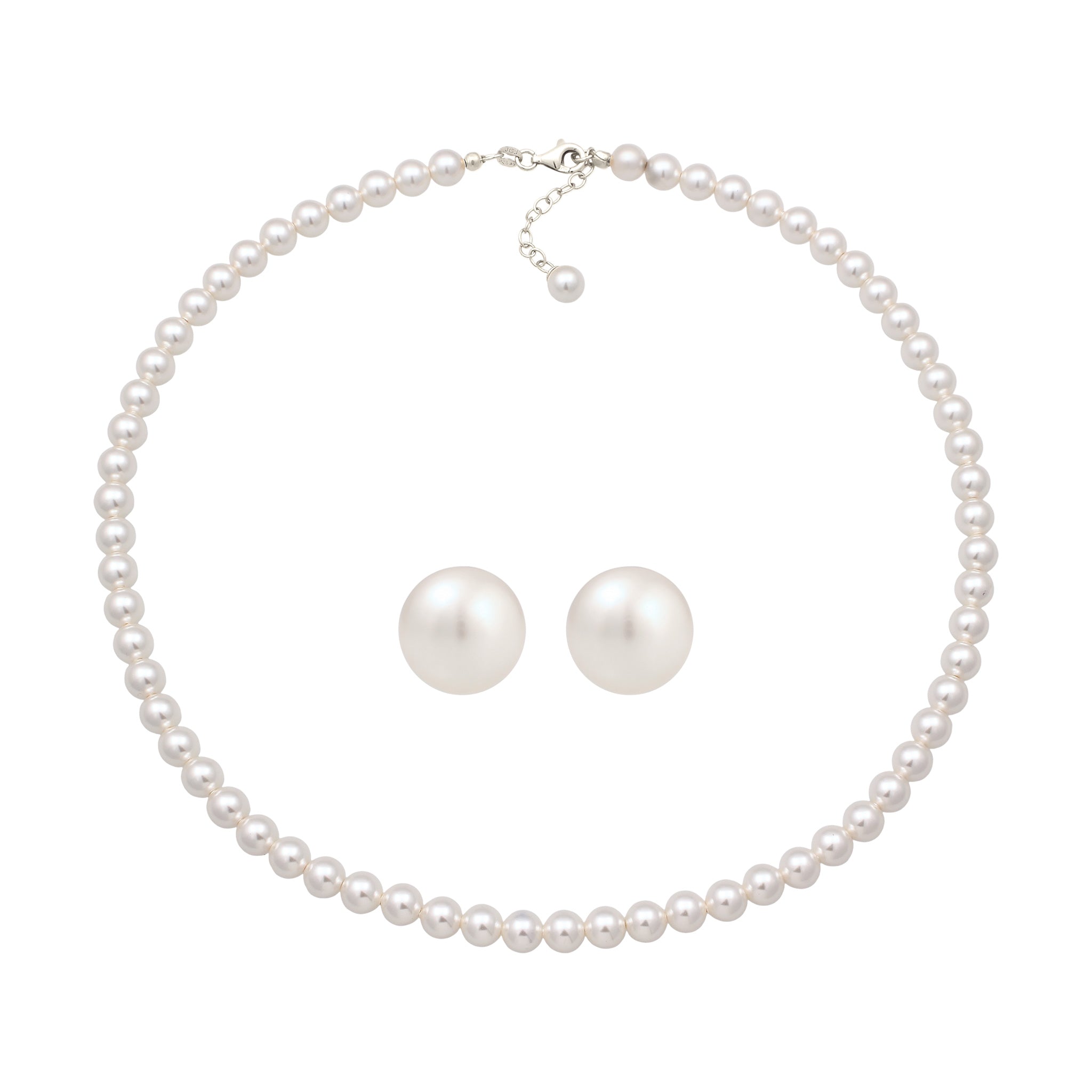 Silber - Elli | Schmuckset | mit Perlen von Swarovski® (Weiß) | 925 Sterling Silber