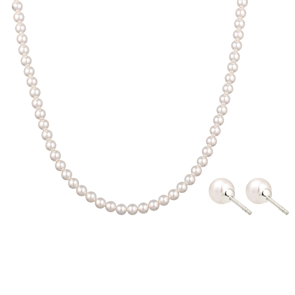 Silber - Elli | Schmuckset | mit Perlen von Swarovski® (Weiß) | 925 Sterling Silber
