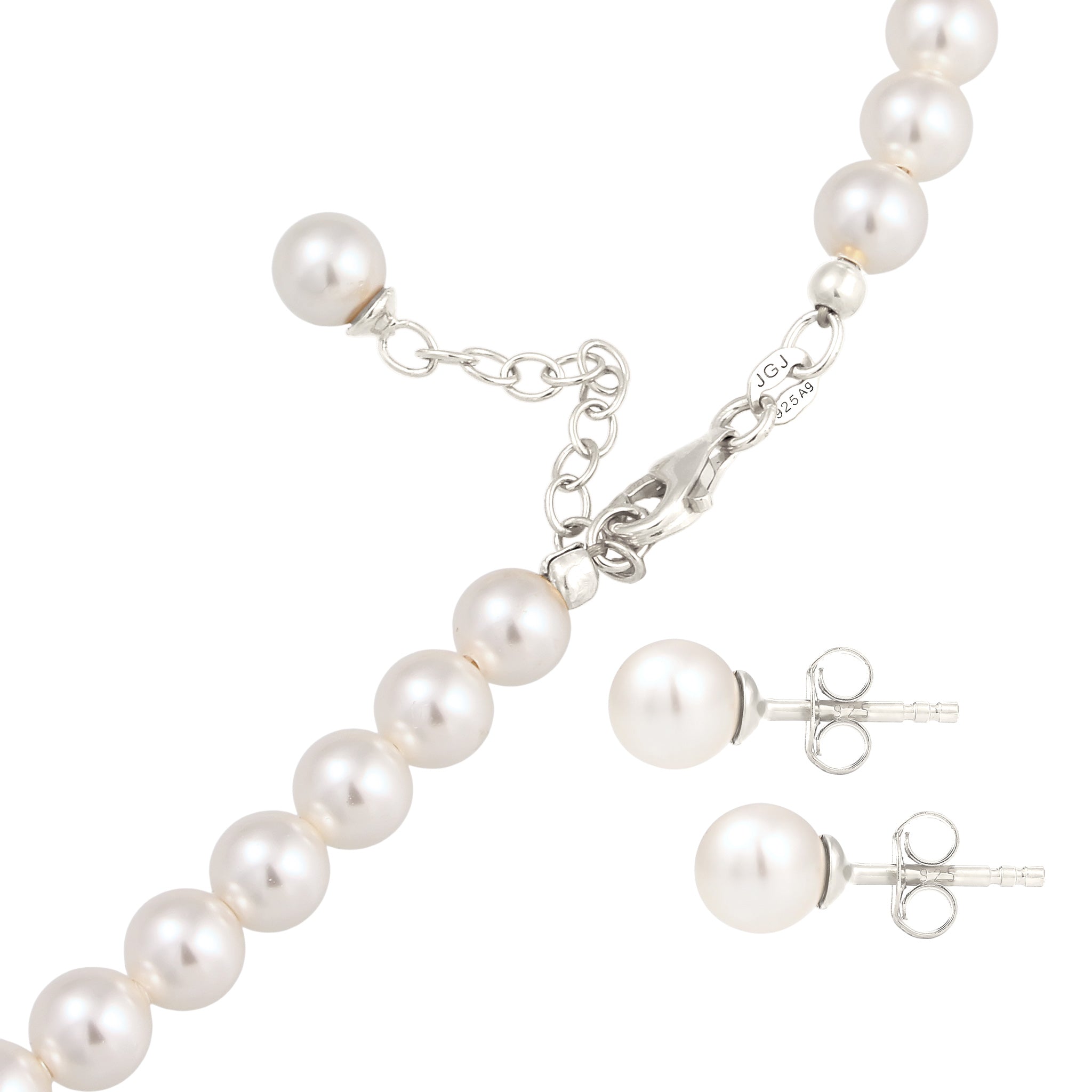 Silber - Elli | Schmuckset | mit Perlen von Swarovski® (Weiß) | 925 Sterling Silber