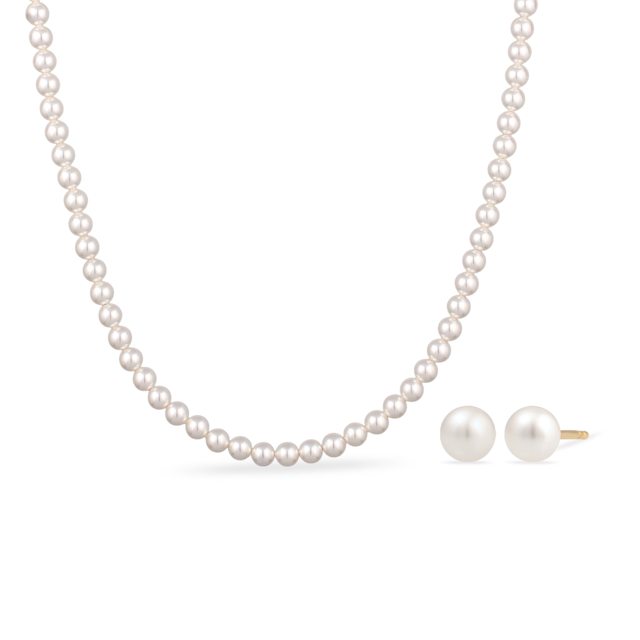 Gold - Elli | Schmuckset | mit Perlen von Swarovski® (Weiß) | 925 Sterling Silber vergoldet