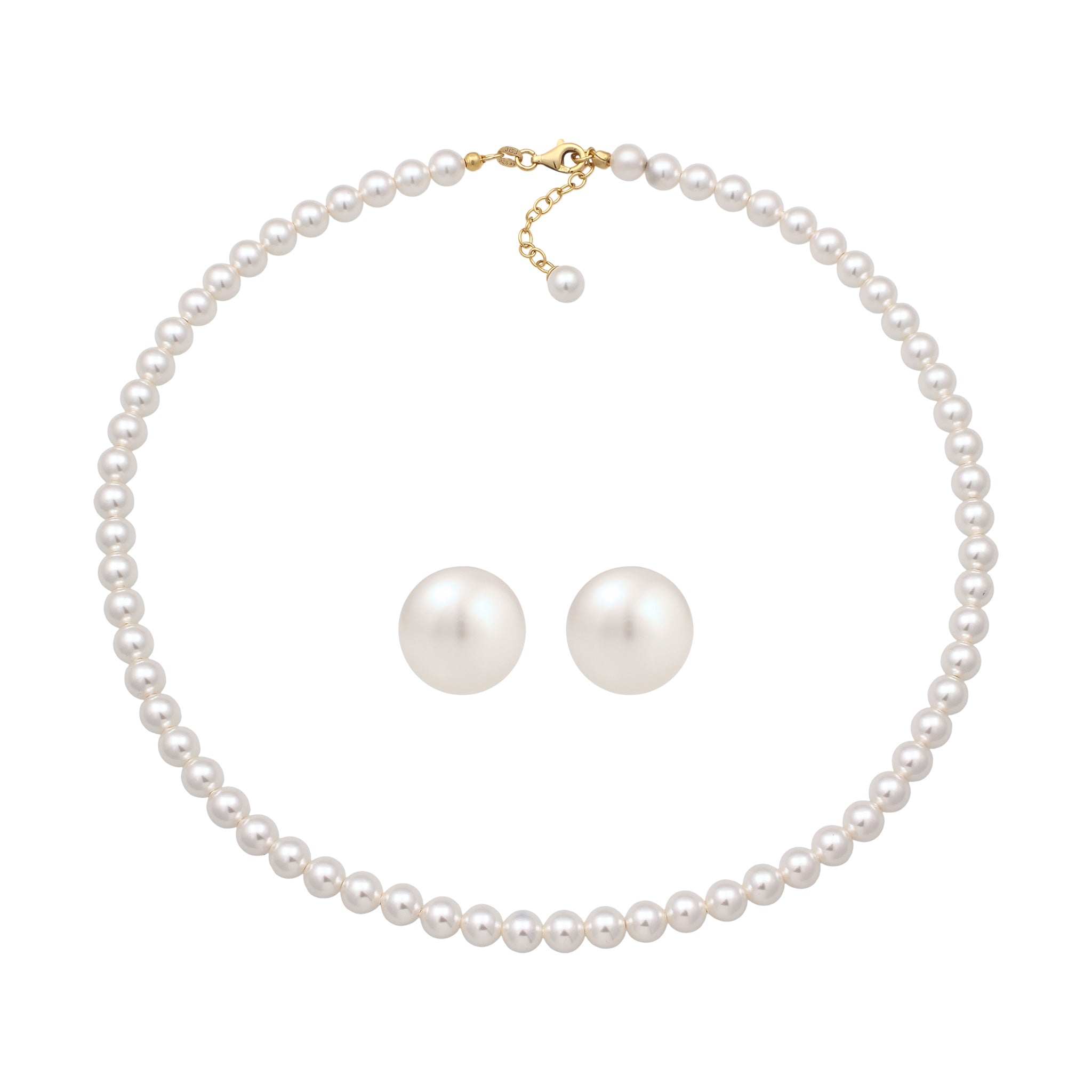 Gold - Elli | Schmuckset | mit Perlen von Swarovski® (Weiß) | 925 Sterling Silber vergoldet