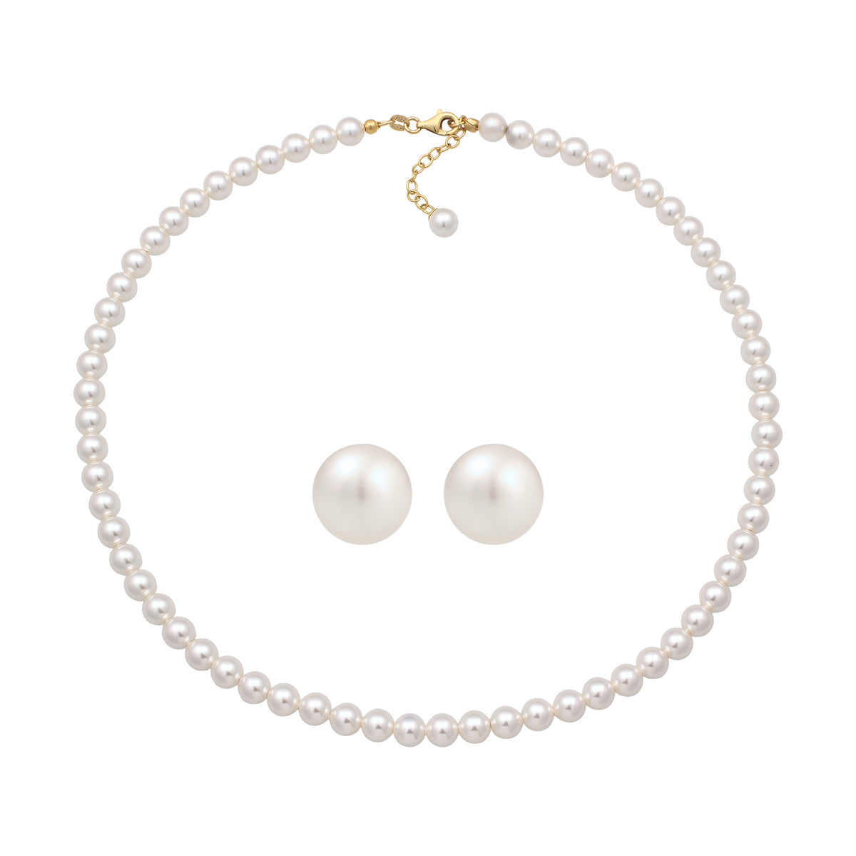 Gold - Elli | Schmuckset | mit Perlen von Swarovski® (Weiß) | 925 Sterling Silber vergoldet