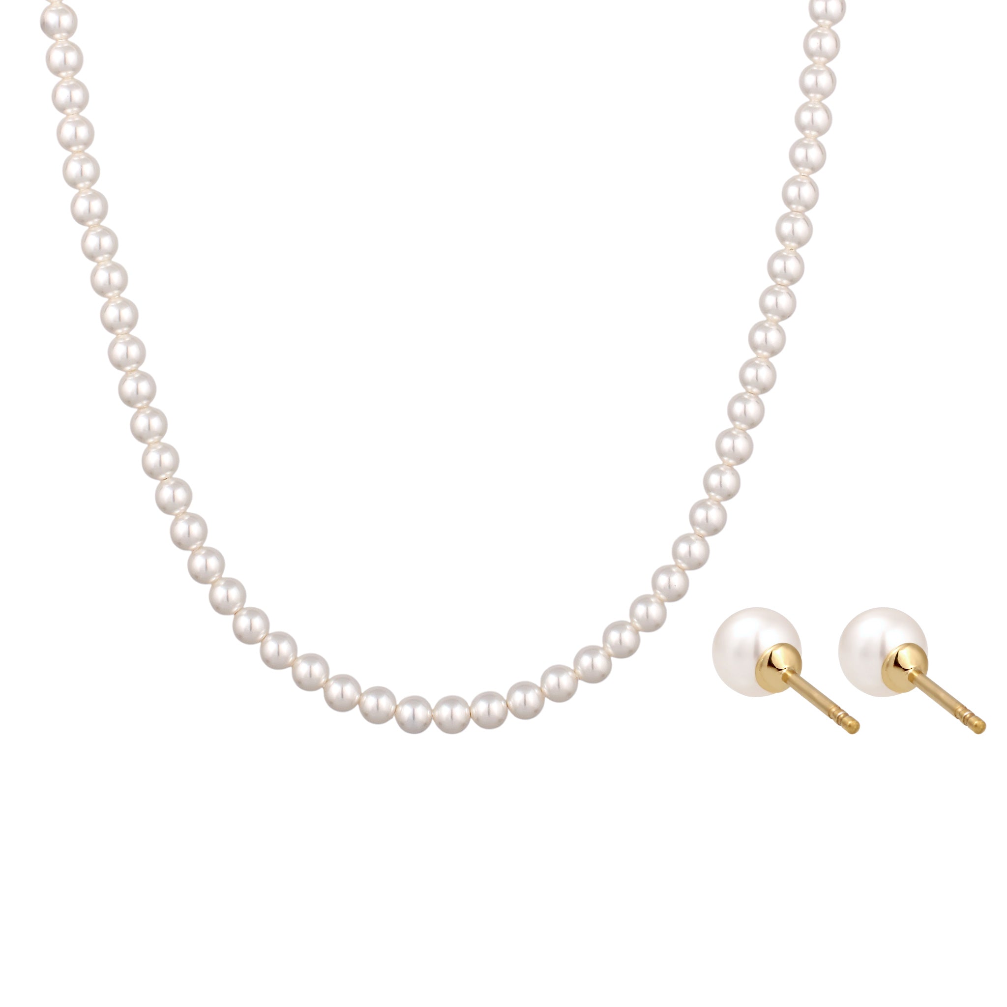 Gold - Elli | Schmuckset | mit Perlen von Swarovski® (Weiß) | 925 Sterling Silber vergoldet