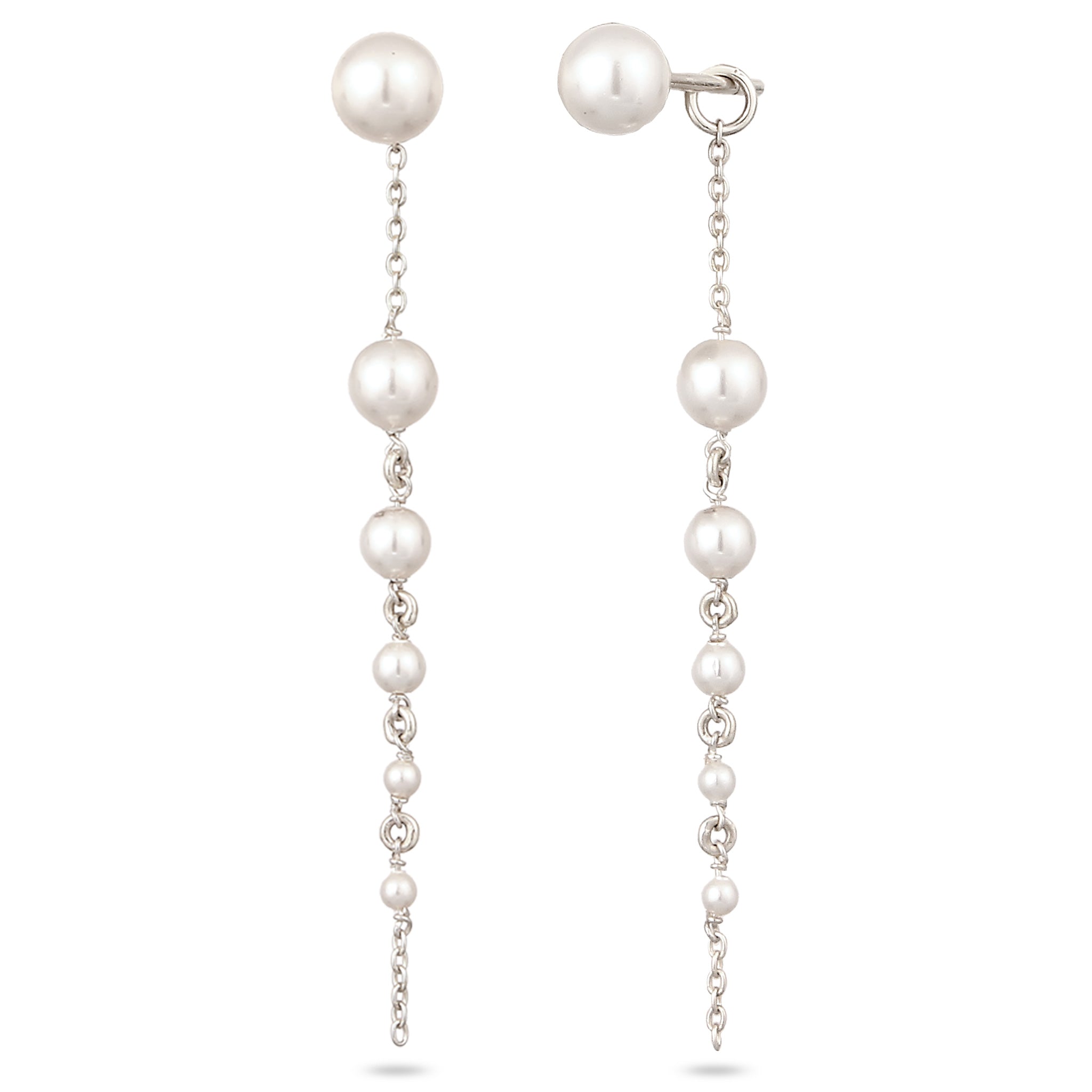 Silber - Elli | Ohrhänger | Mit Perlen von Swarovski® (Weiß) | 925 Sterling Silber